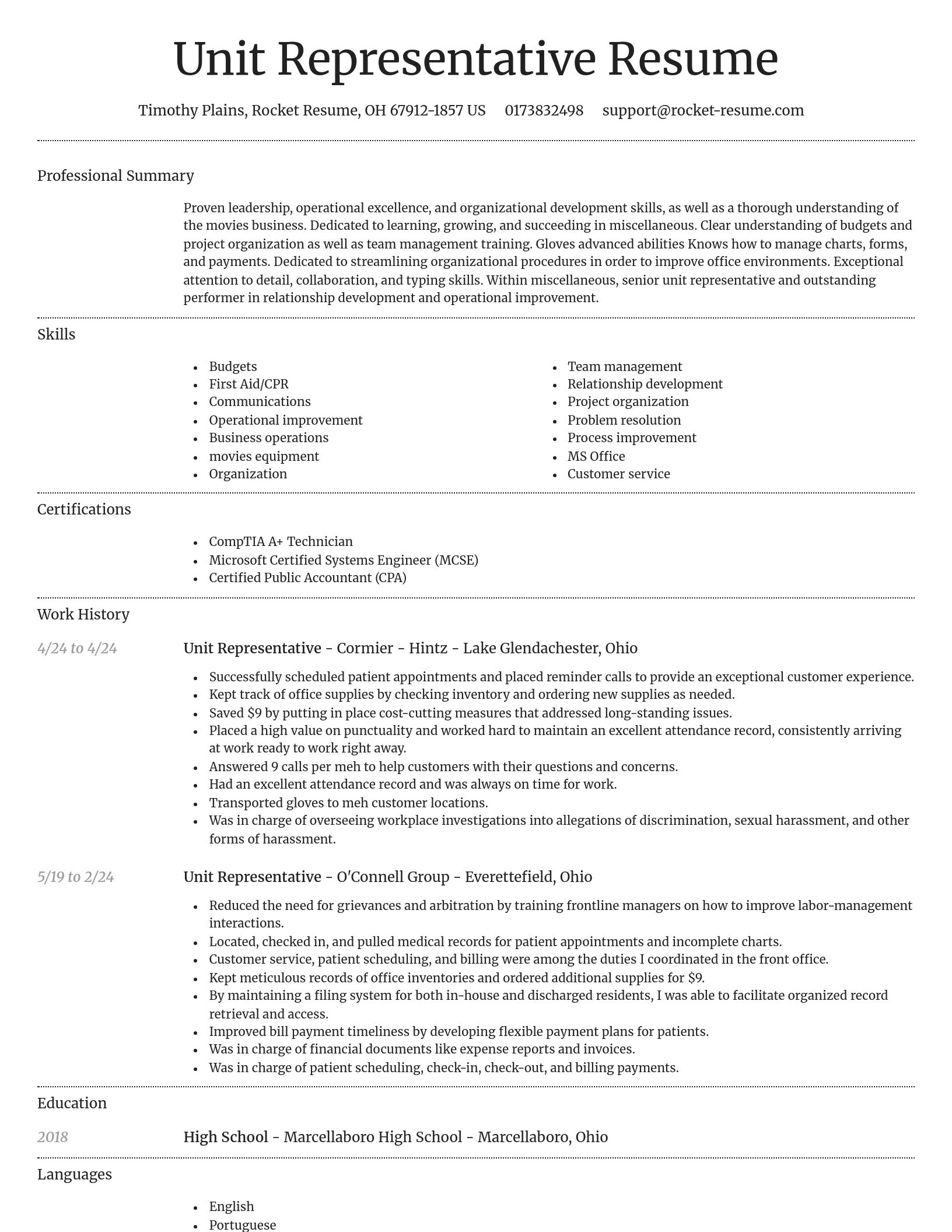 Dignified resume template