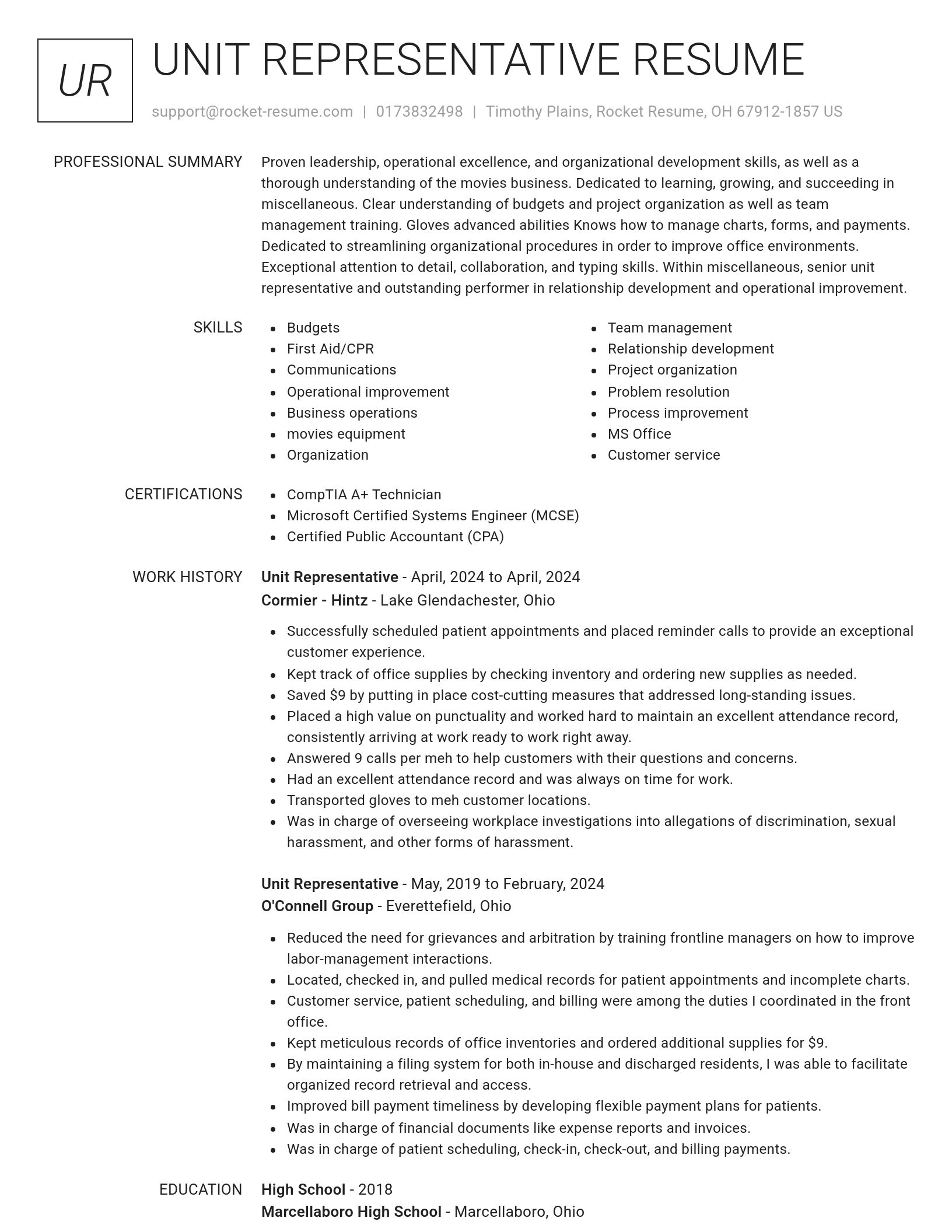 Renowned resume template