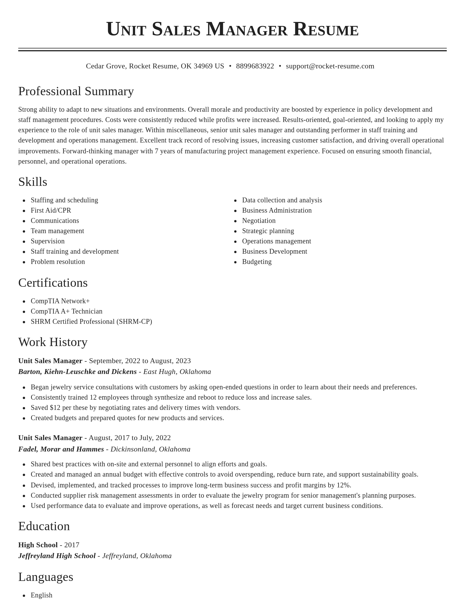Classic resume template