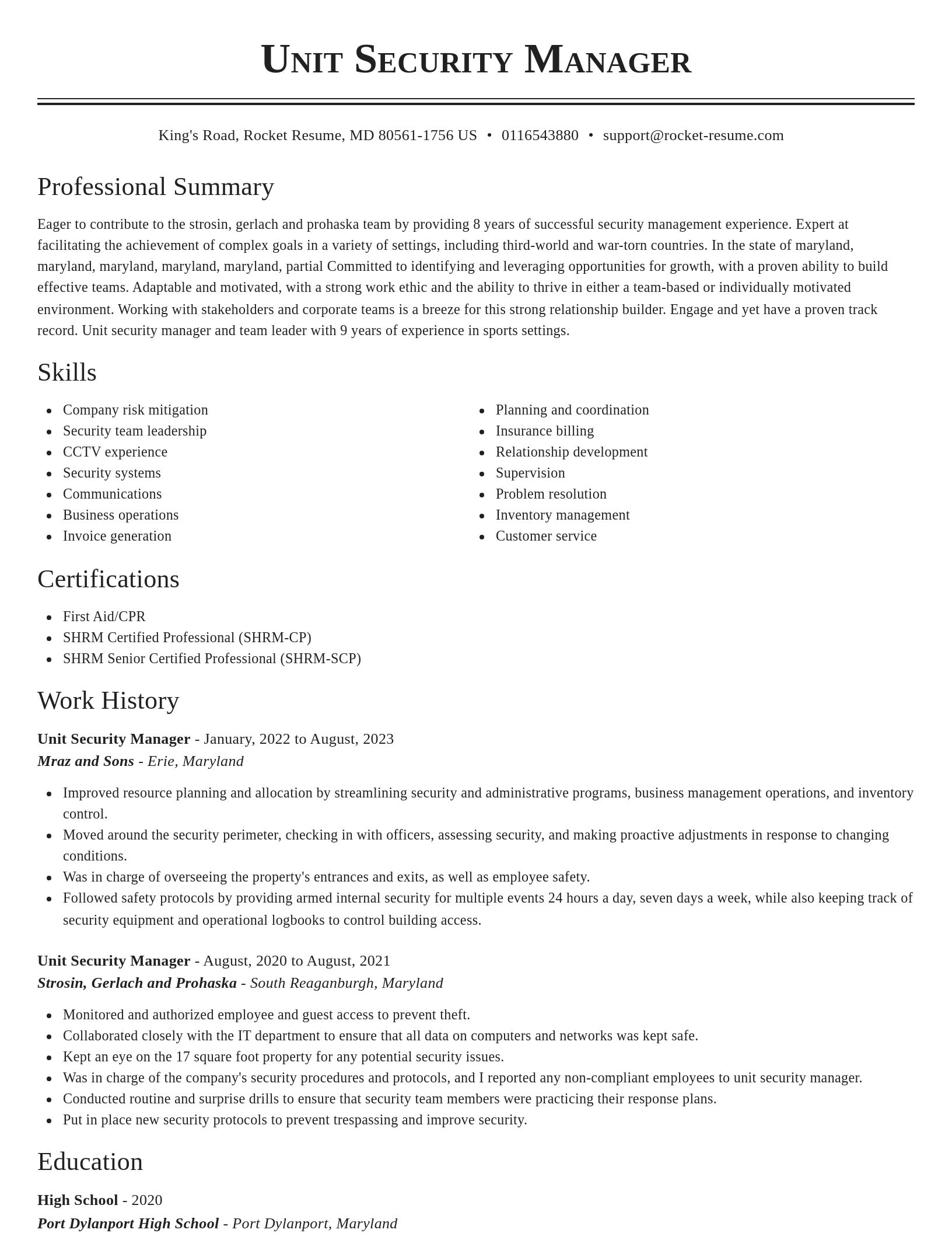 Classic resume template