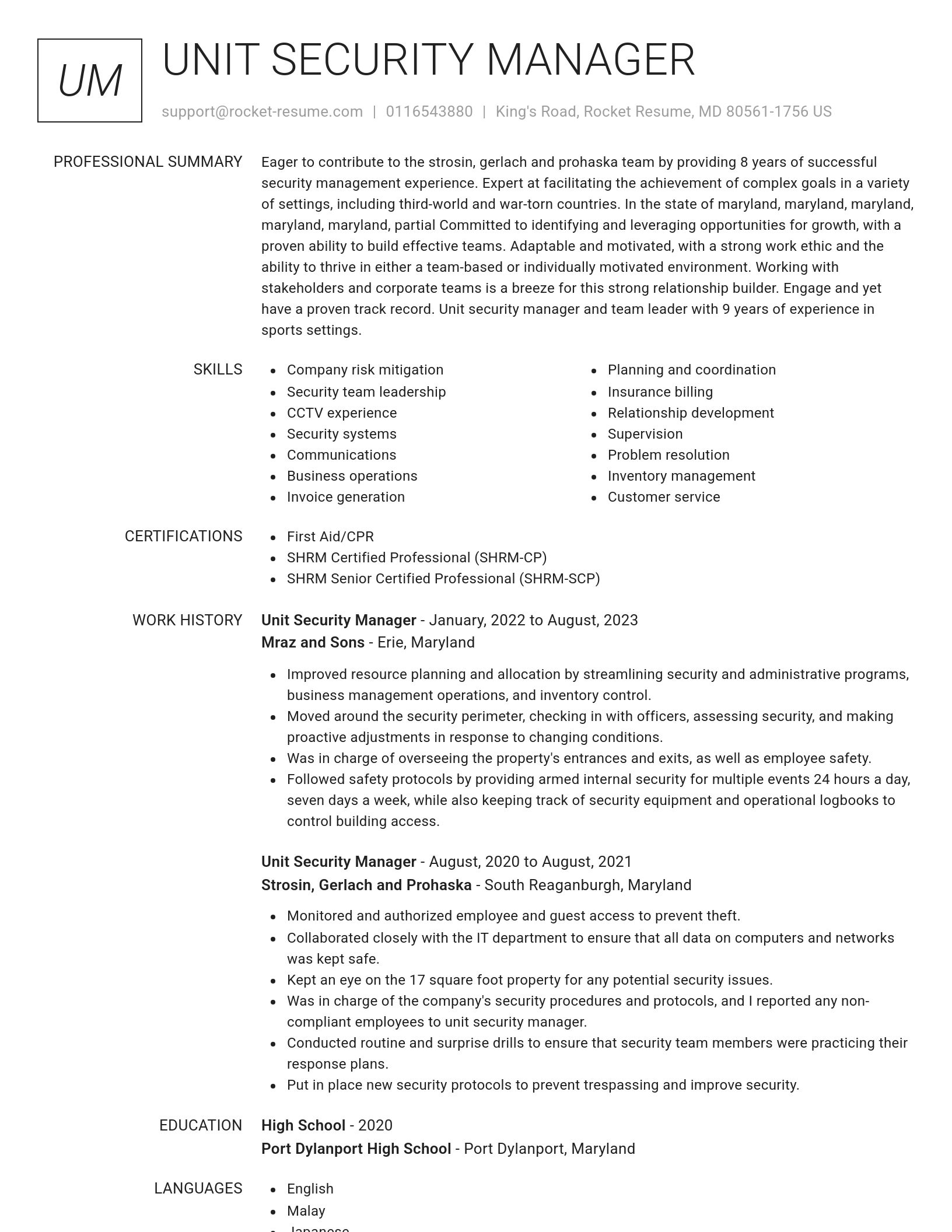 Renowned resume template