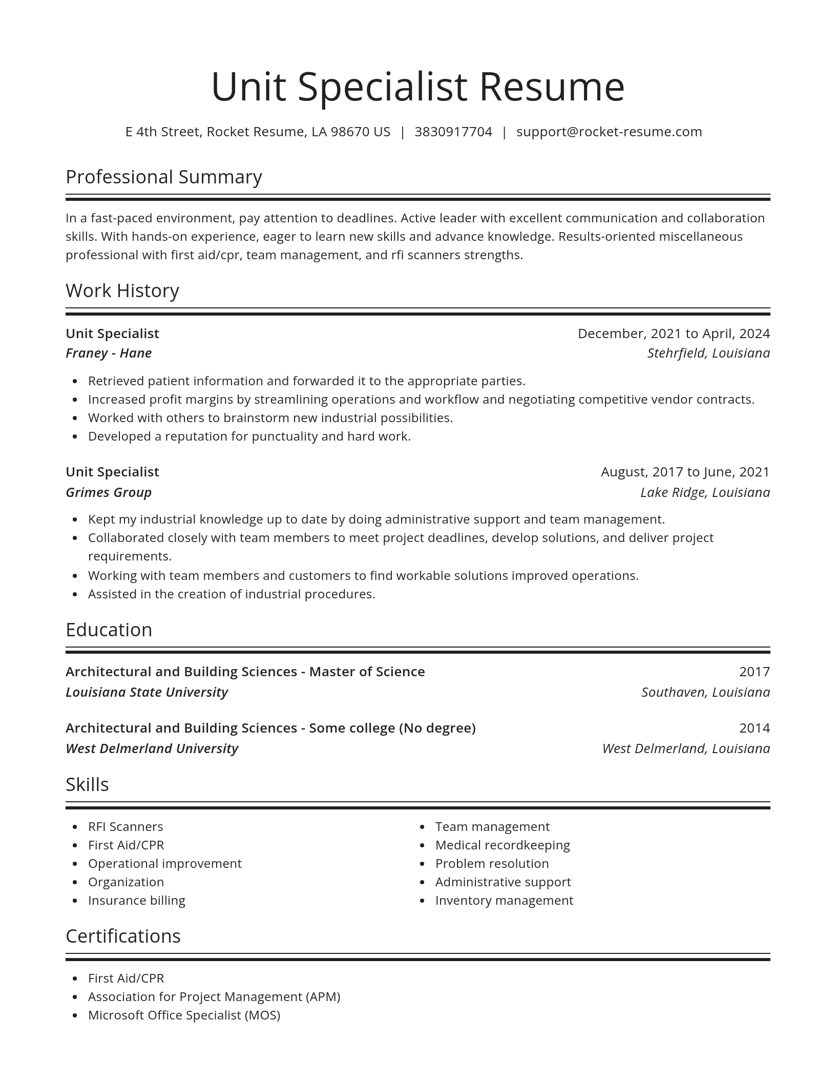 Spotlight resume template
