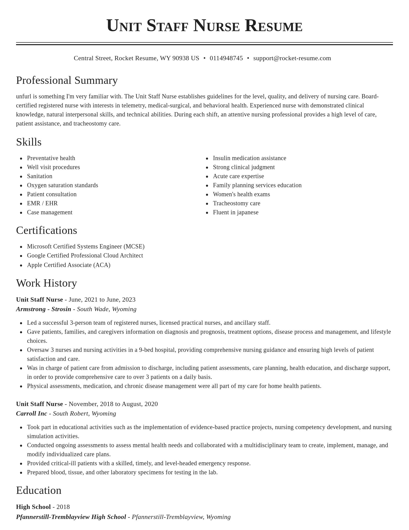 Classic resume template