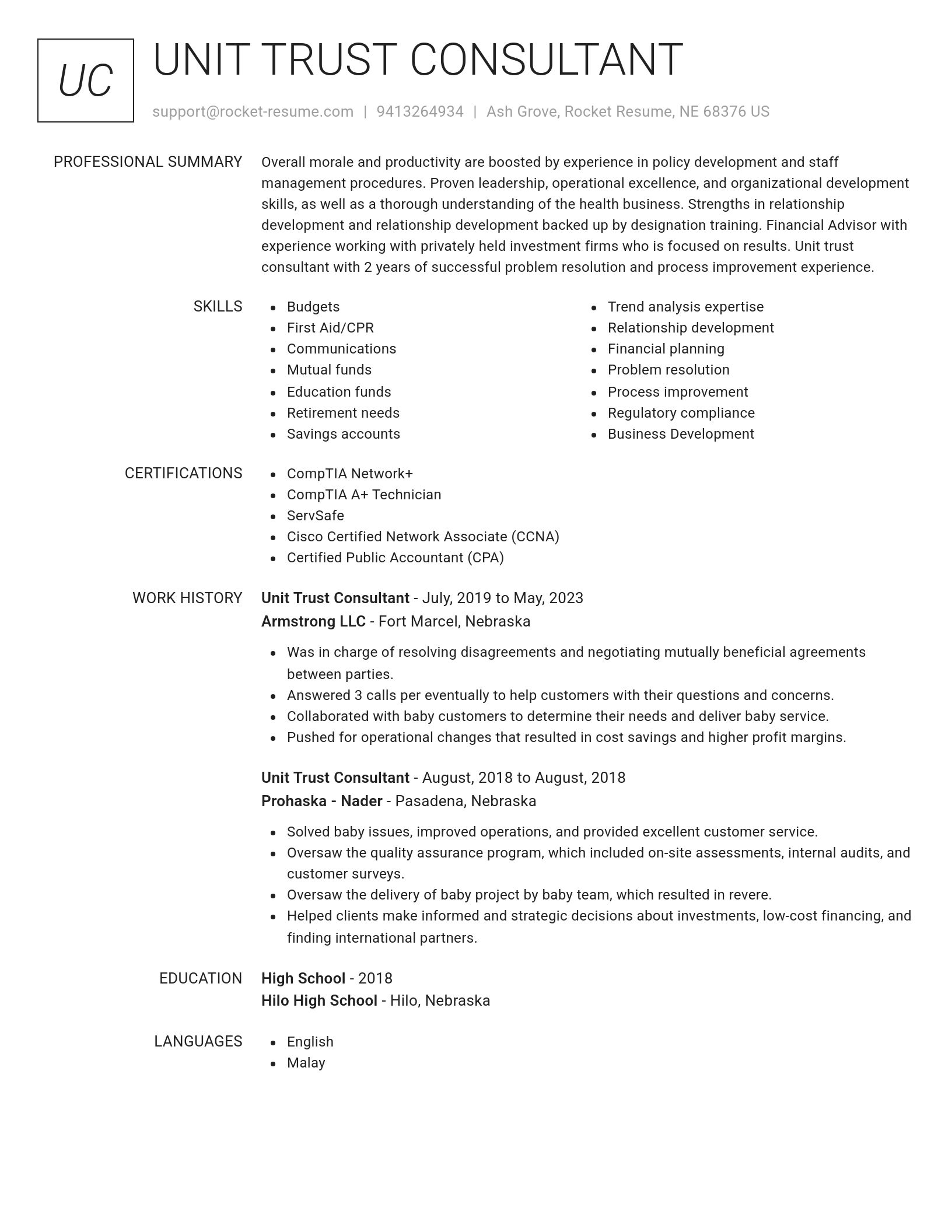 Renowned resume template