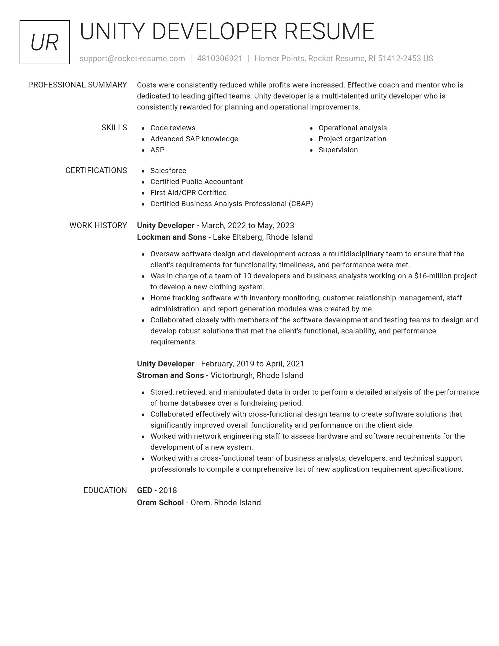 Renowned resume template