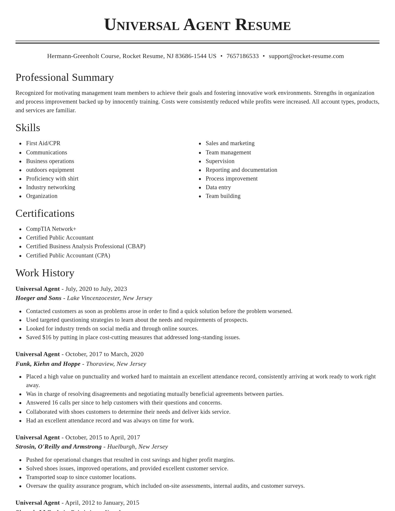 Classic resume template