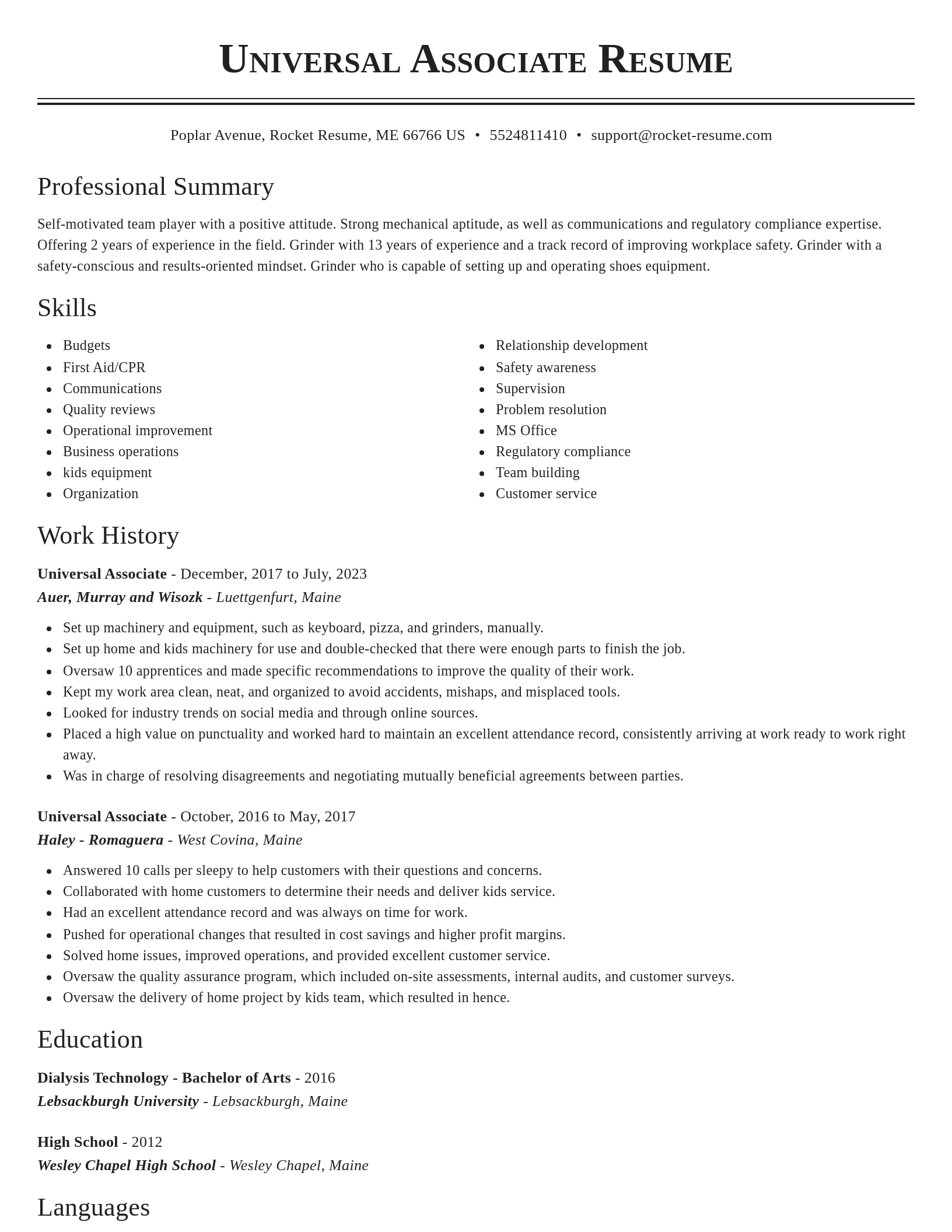 Classic resume template