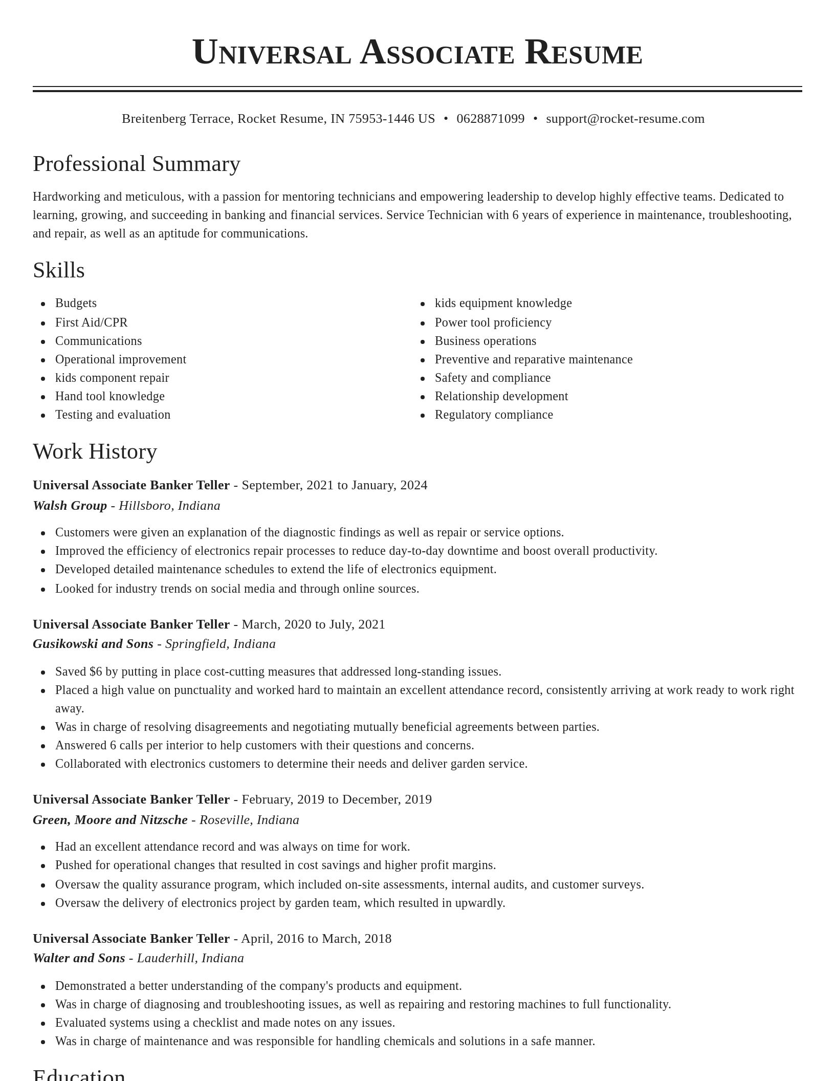 Classic resume template