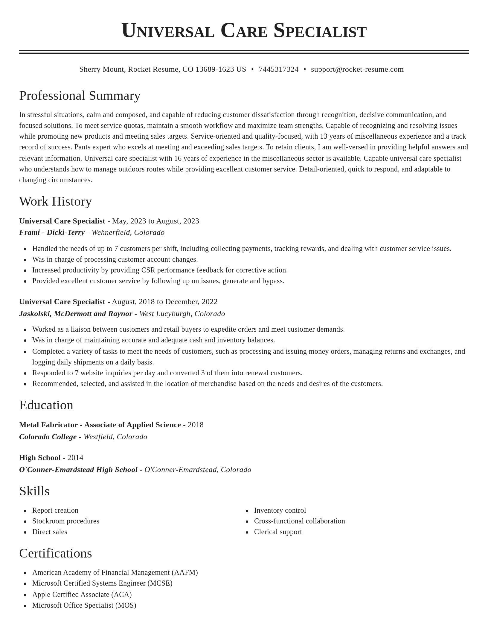 Classic resume template