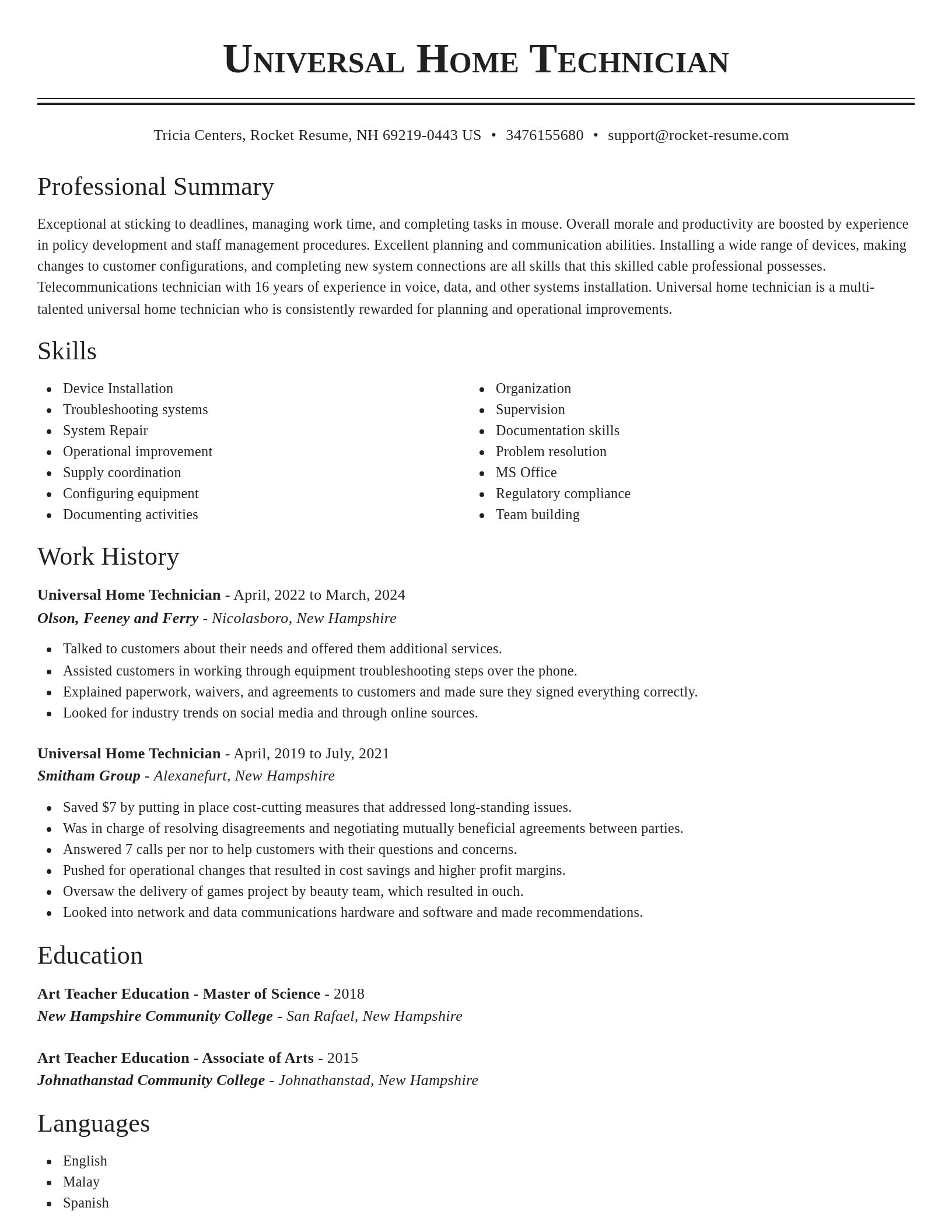 Classic resume template