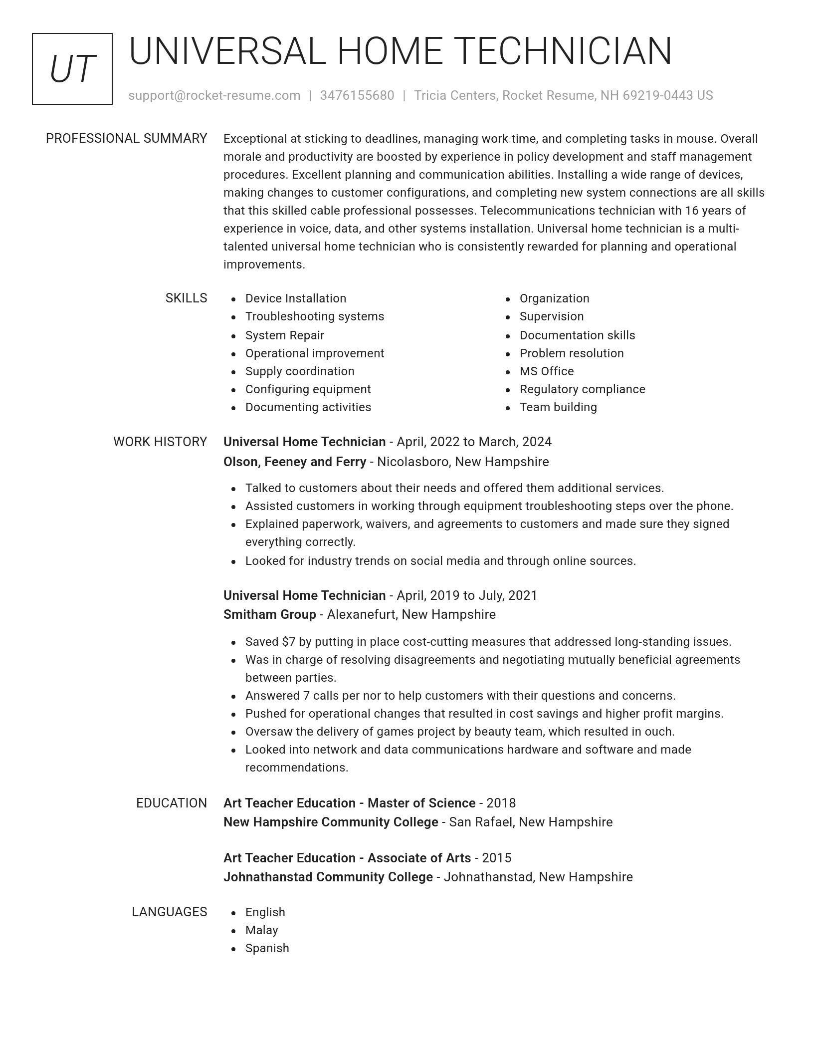 Renowned resume template