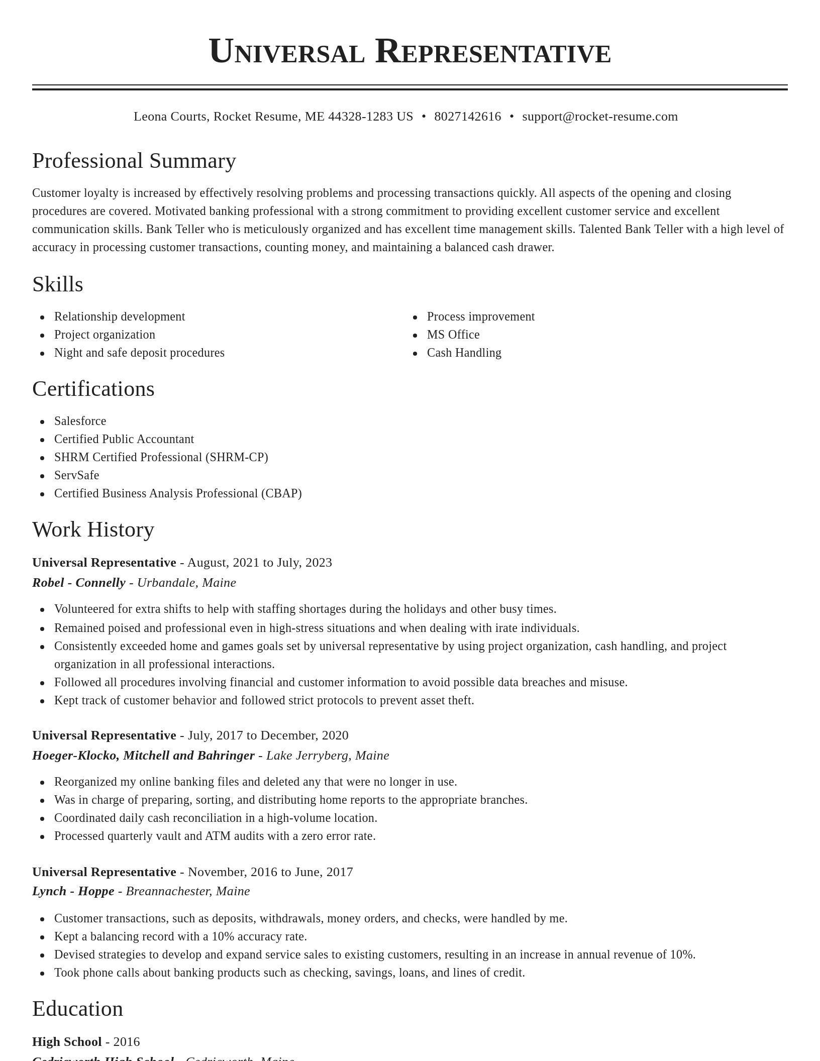 Classic resume template