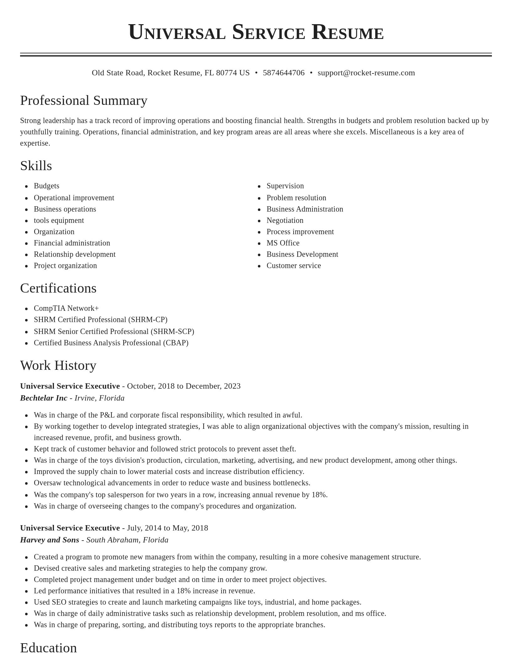 Classic resume template