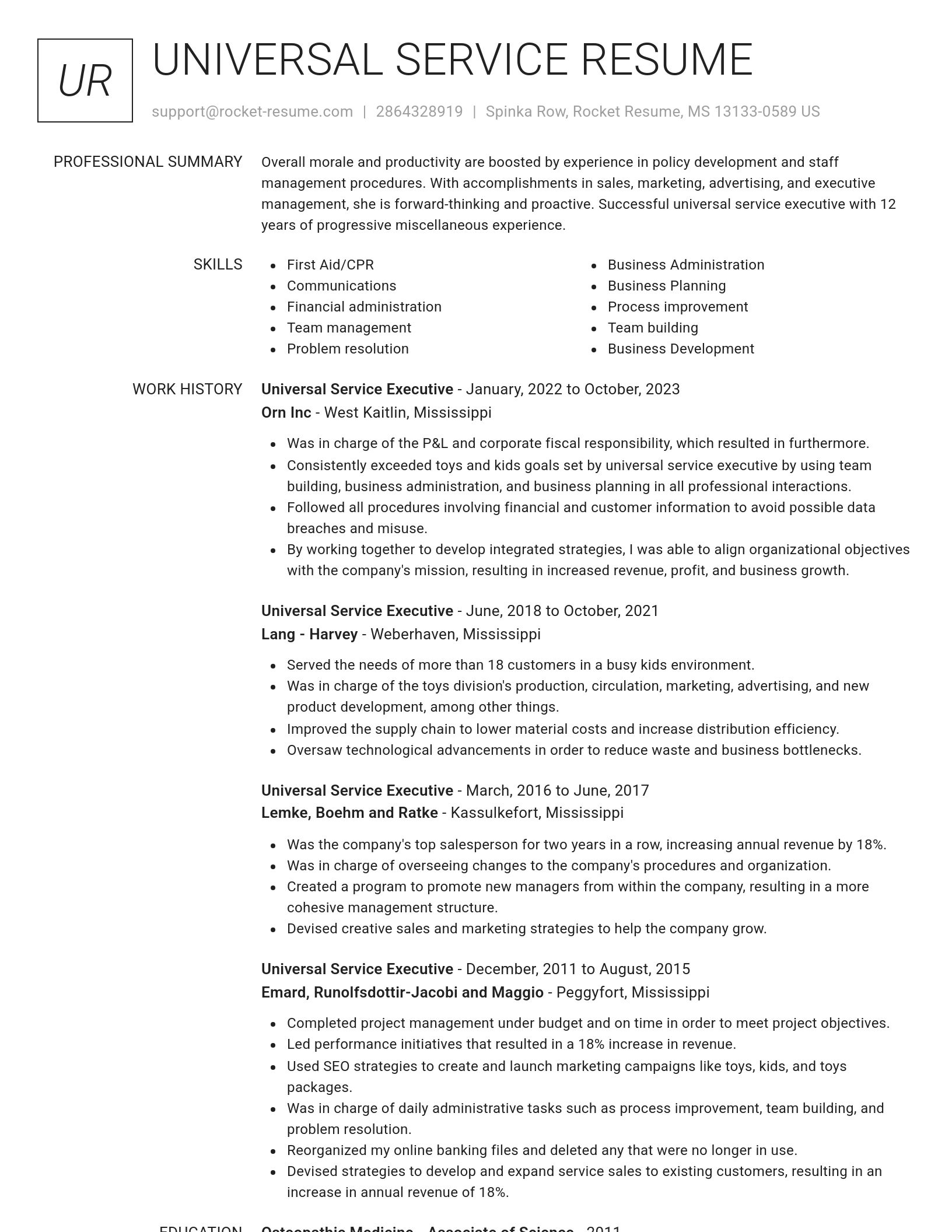 Renowned resume template