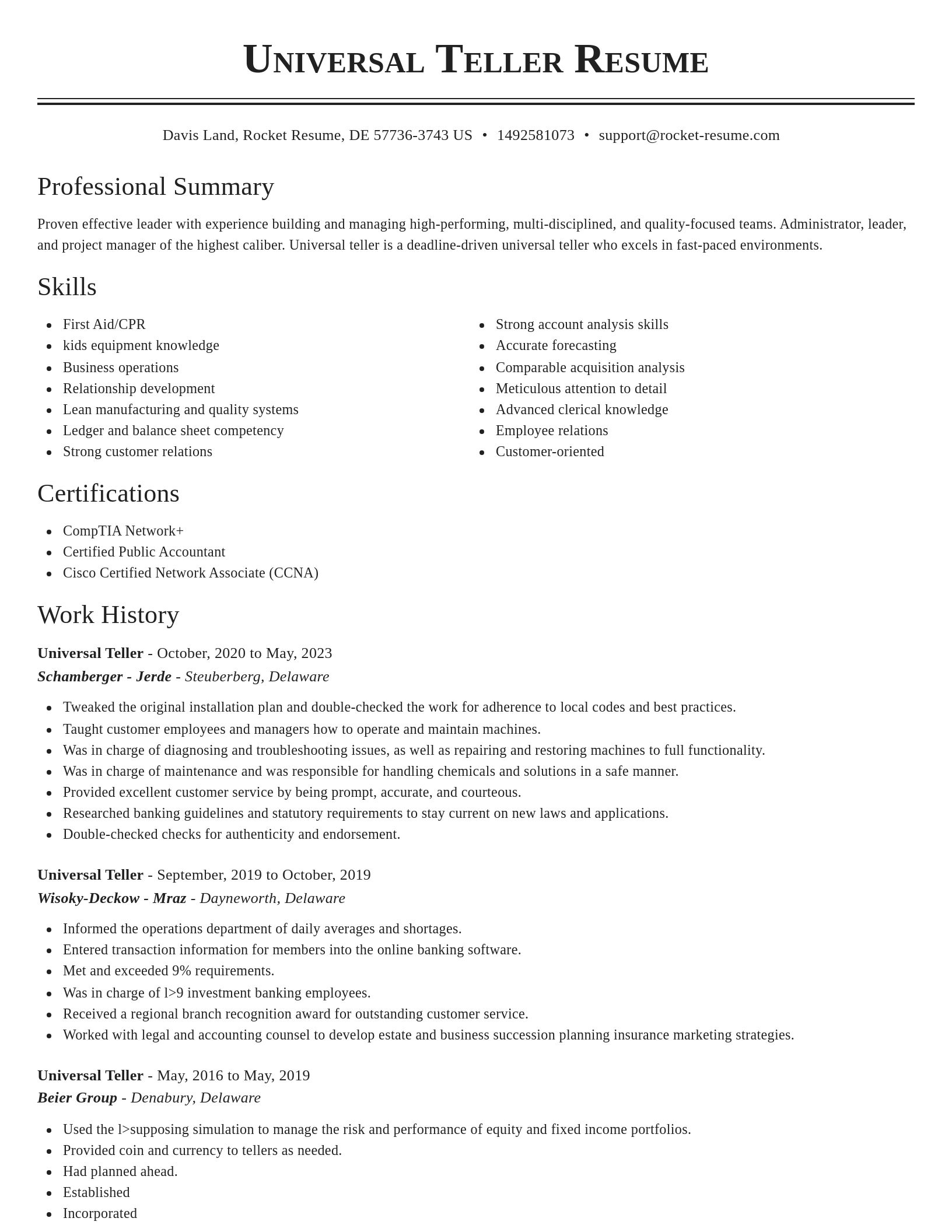 Classic resume template
