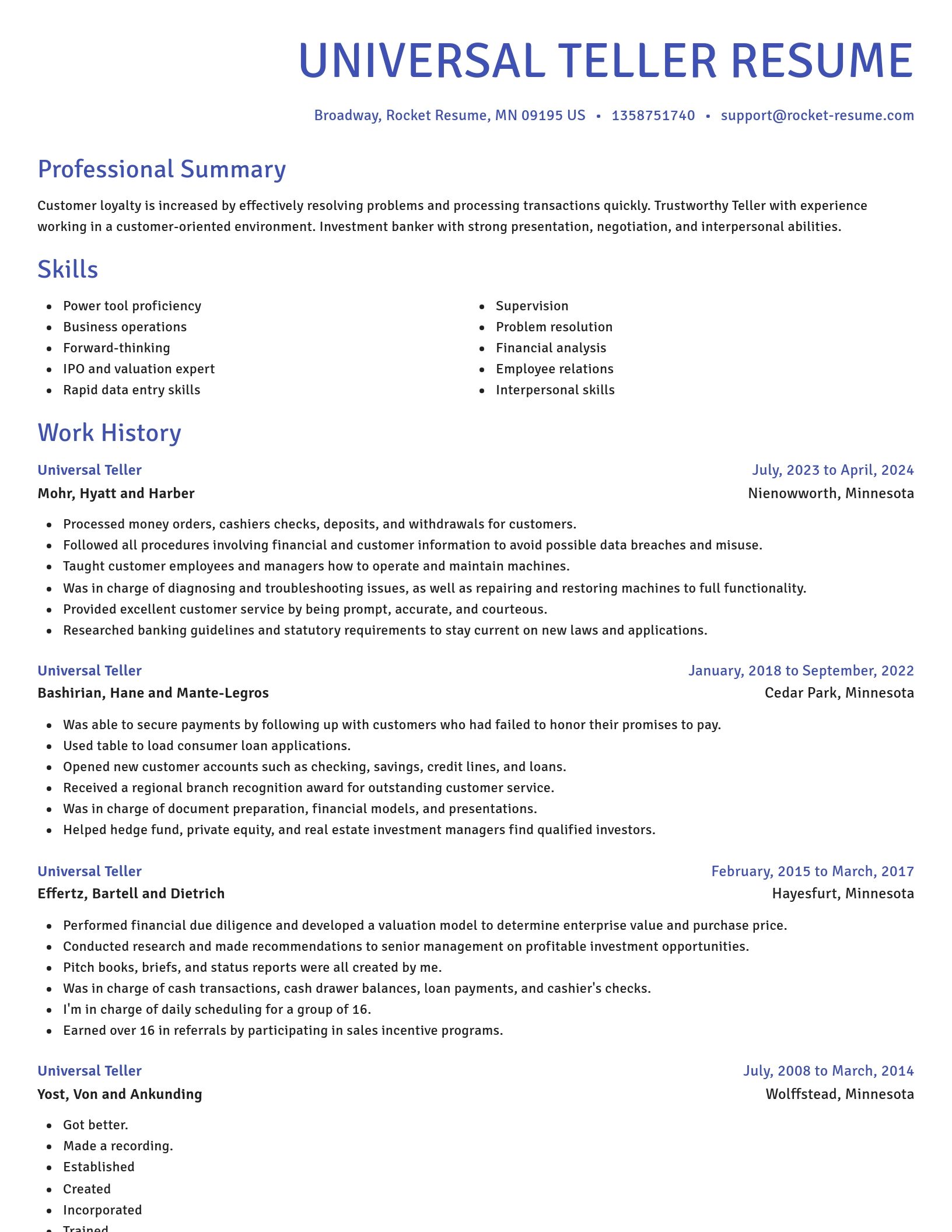 Novel resume template