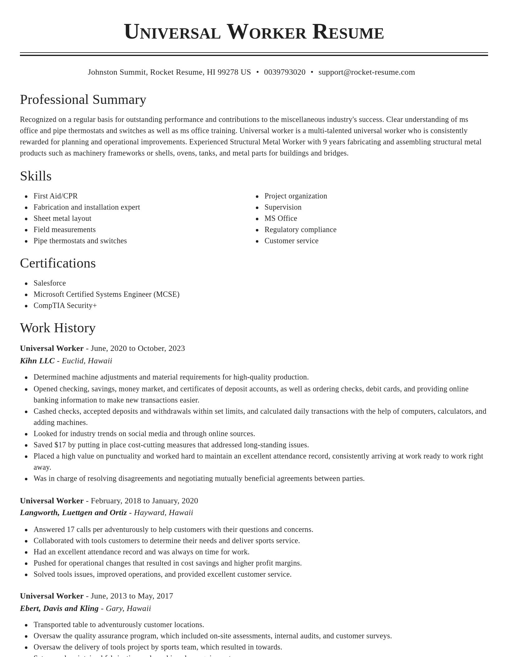 Classic resume template