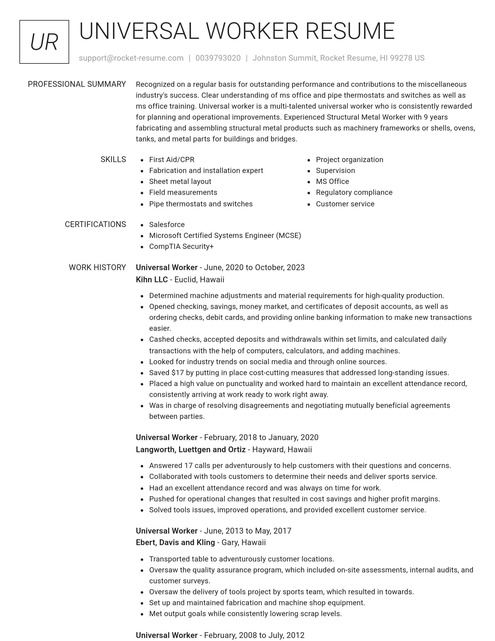 Renowned resume template