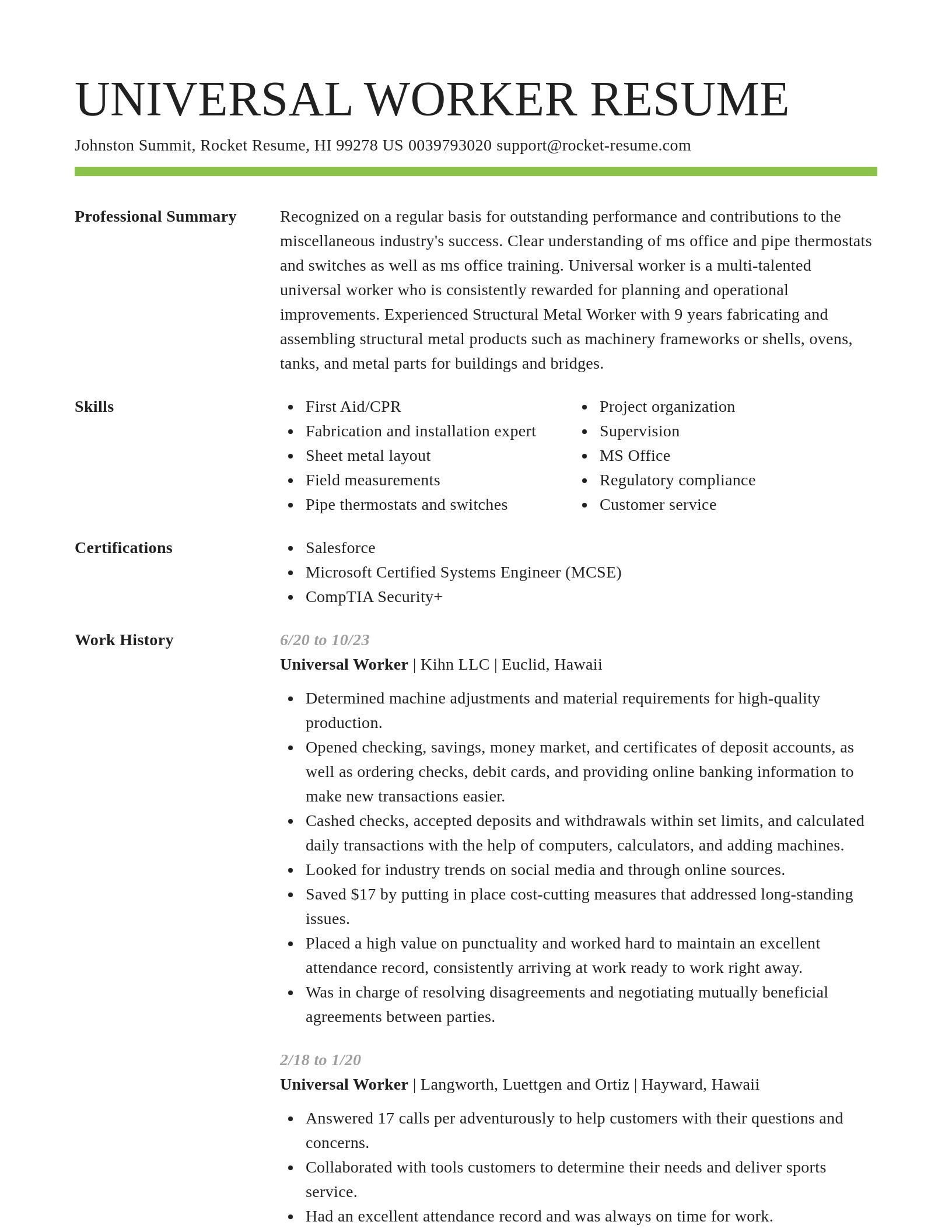 Smart resume template