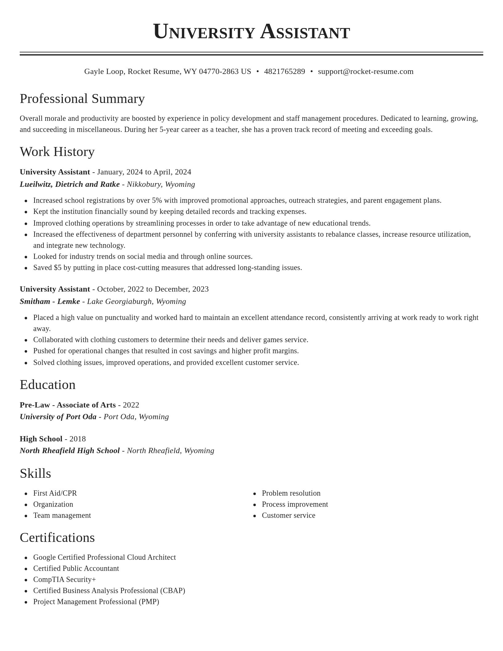 Classic resume template