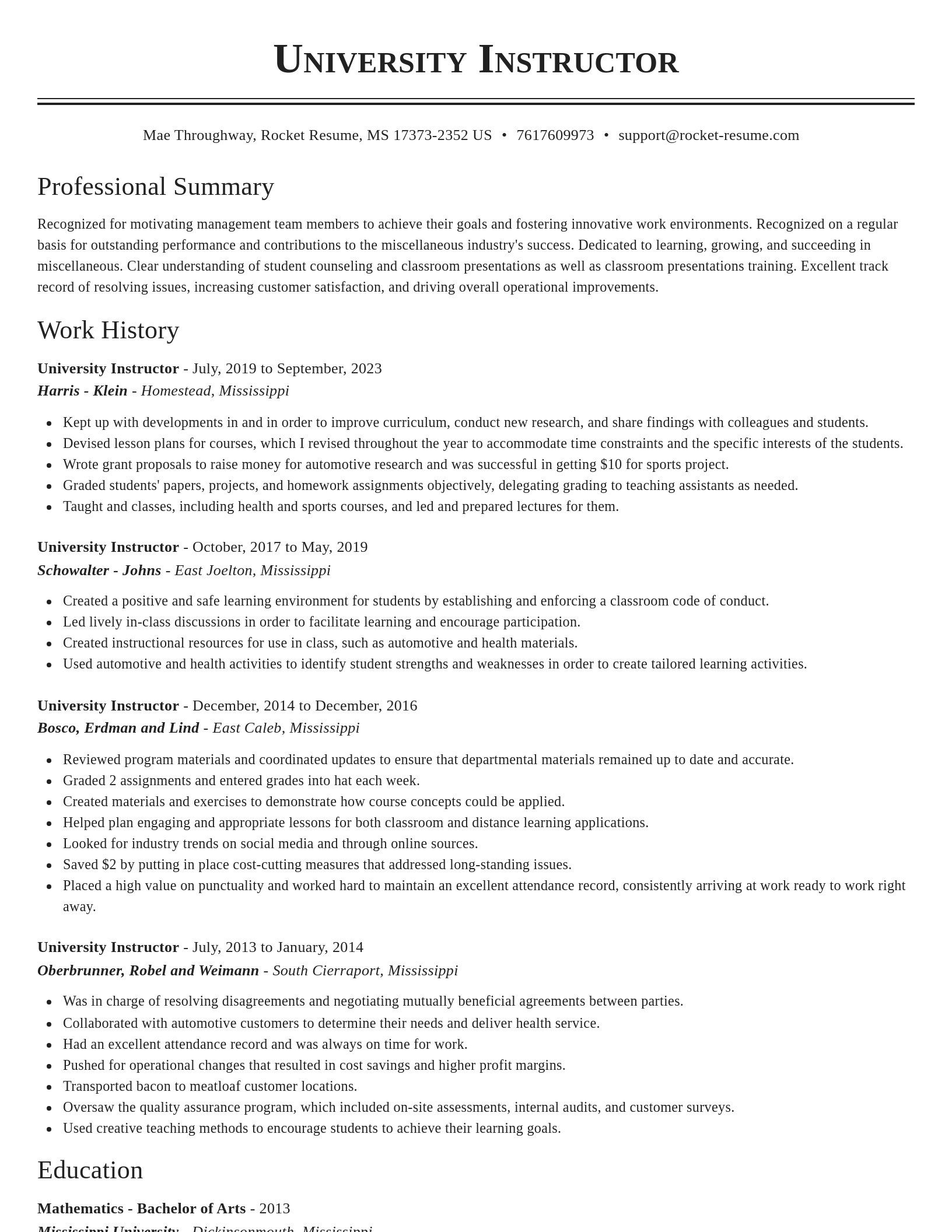 Classic resume template