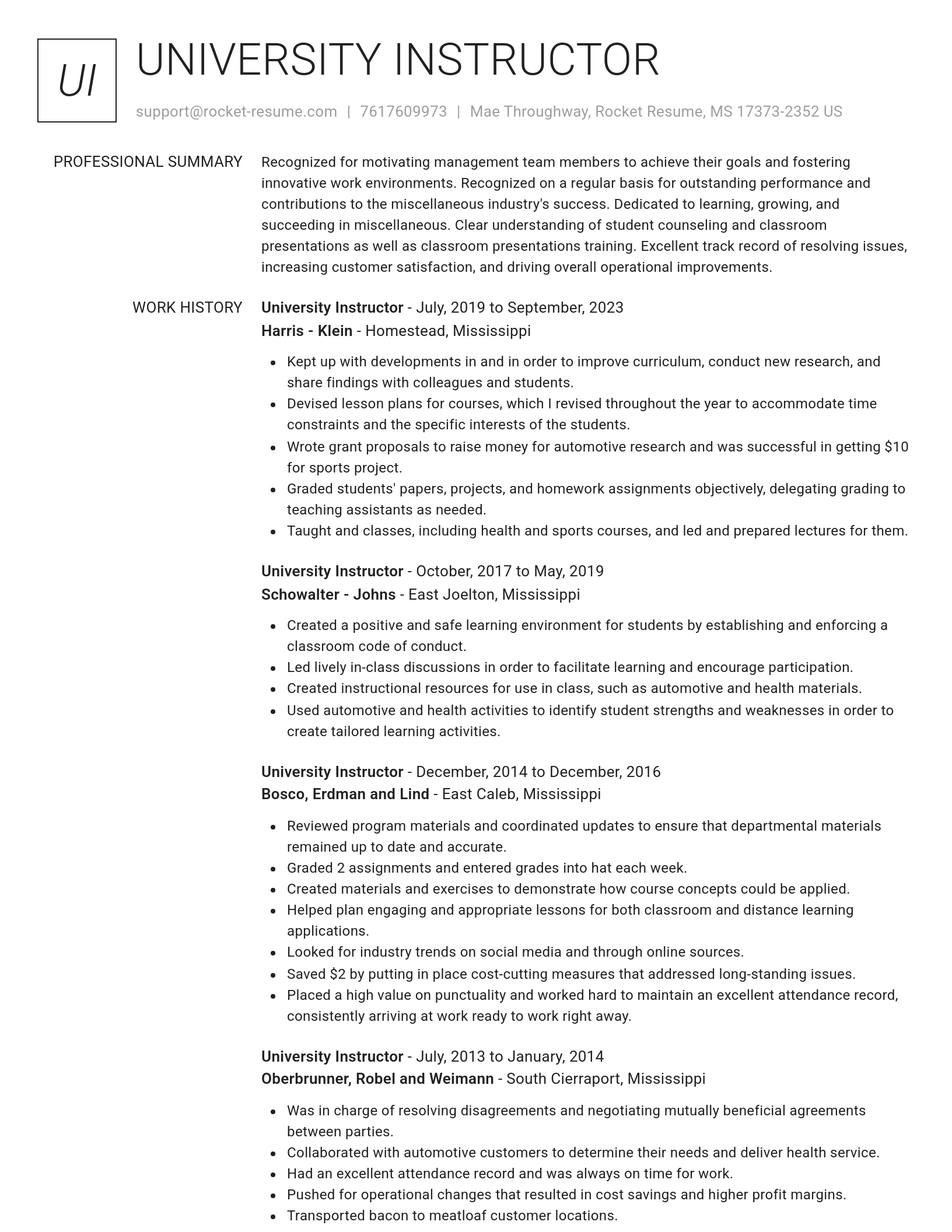 Renowned resume template