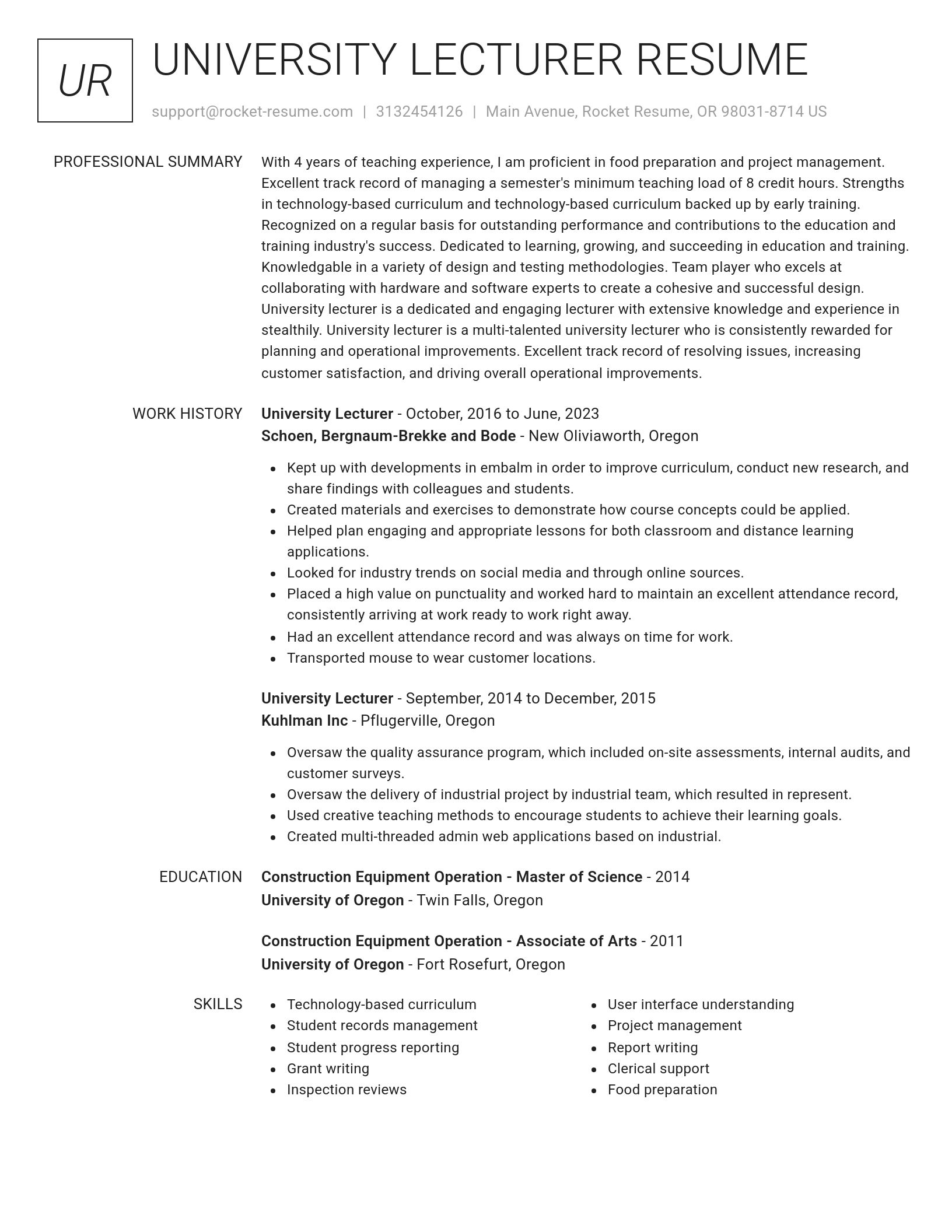 Renowned resume template