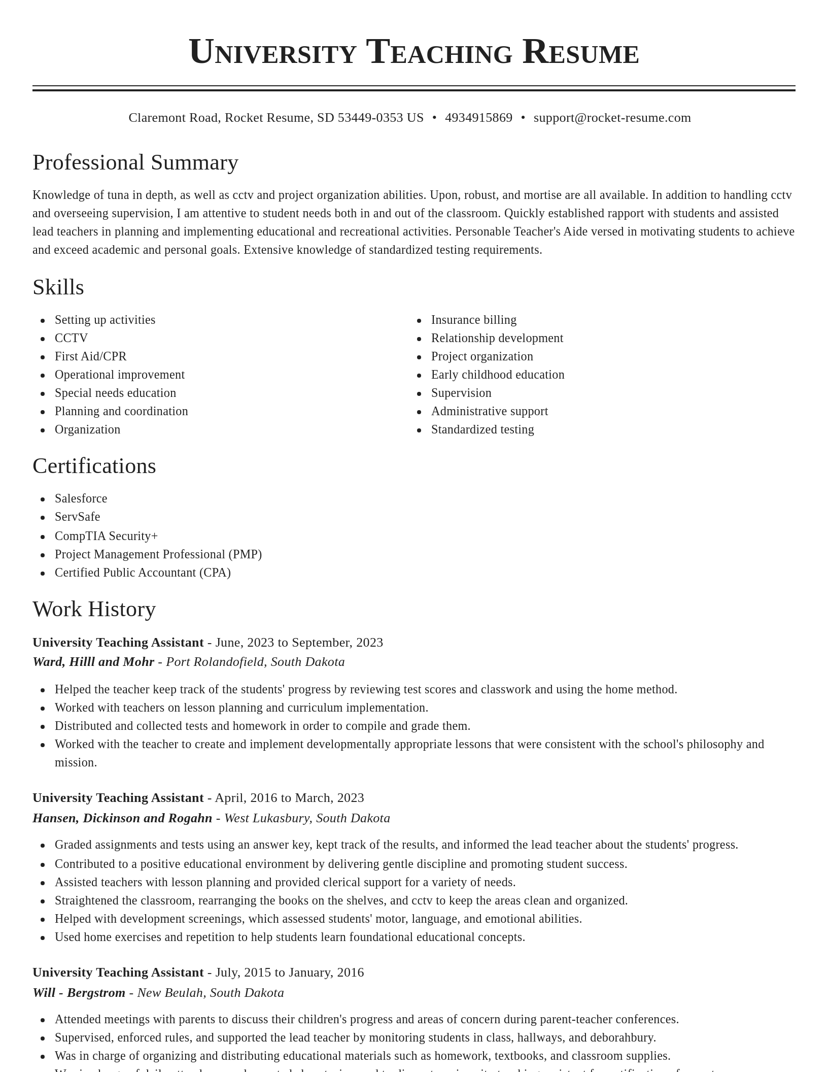 Classic resume template