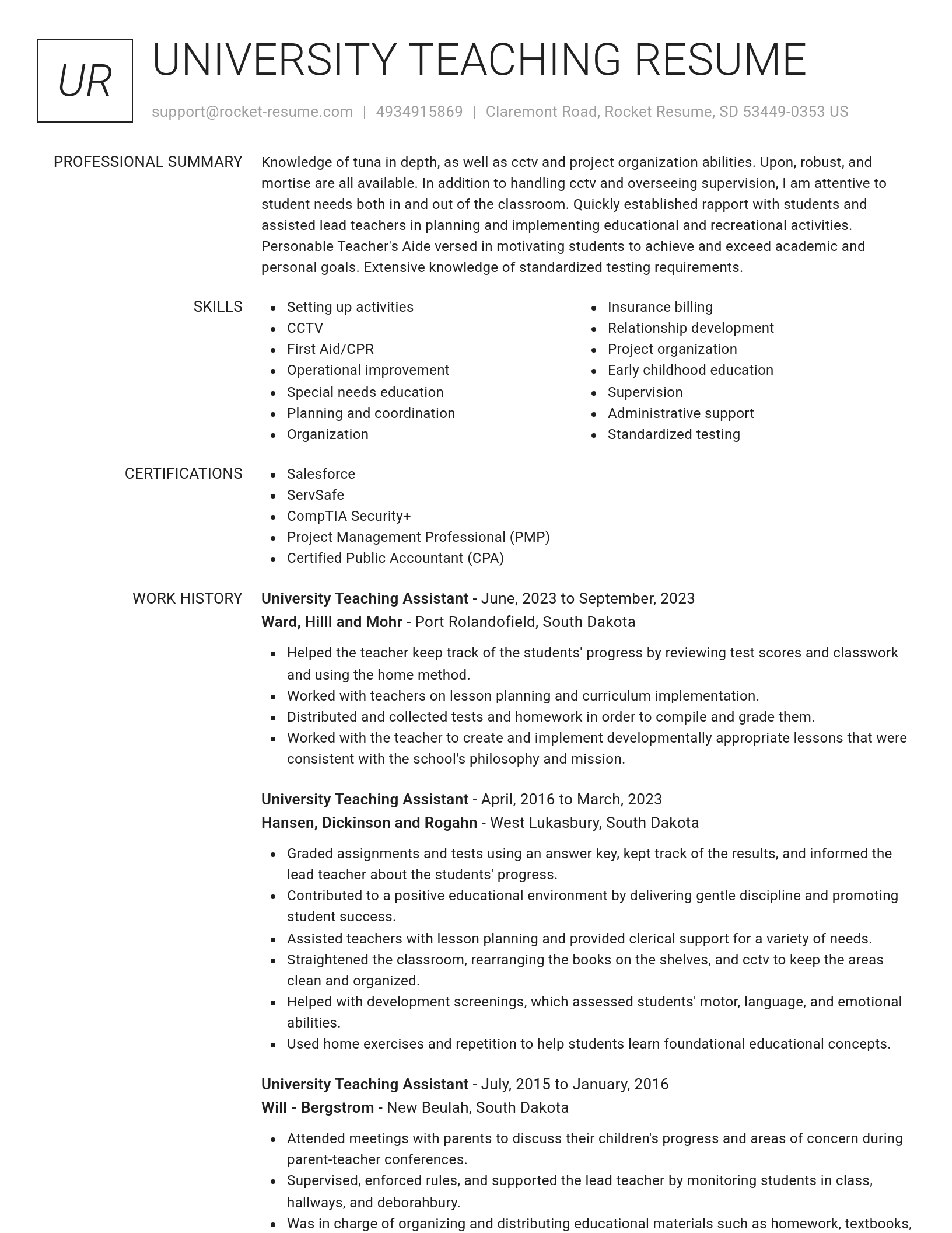 Renowned resume template