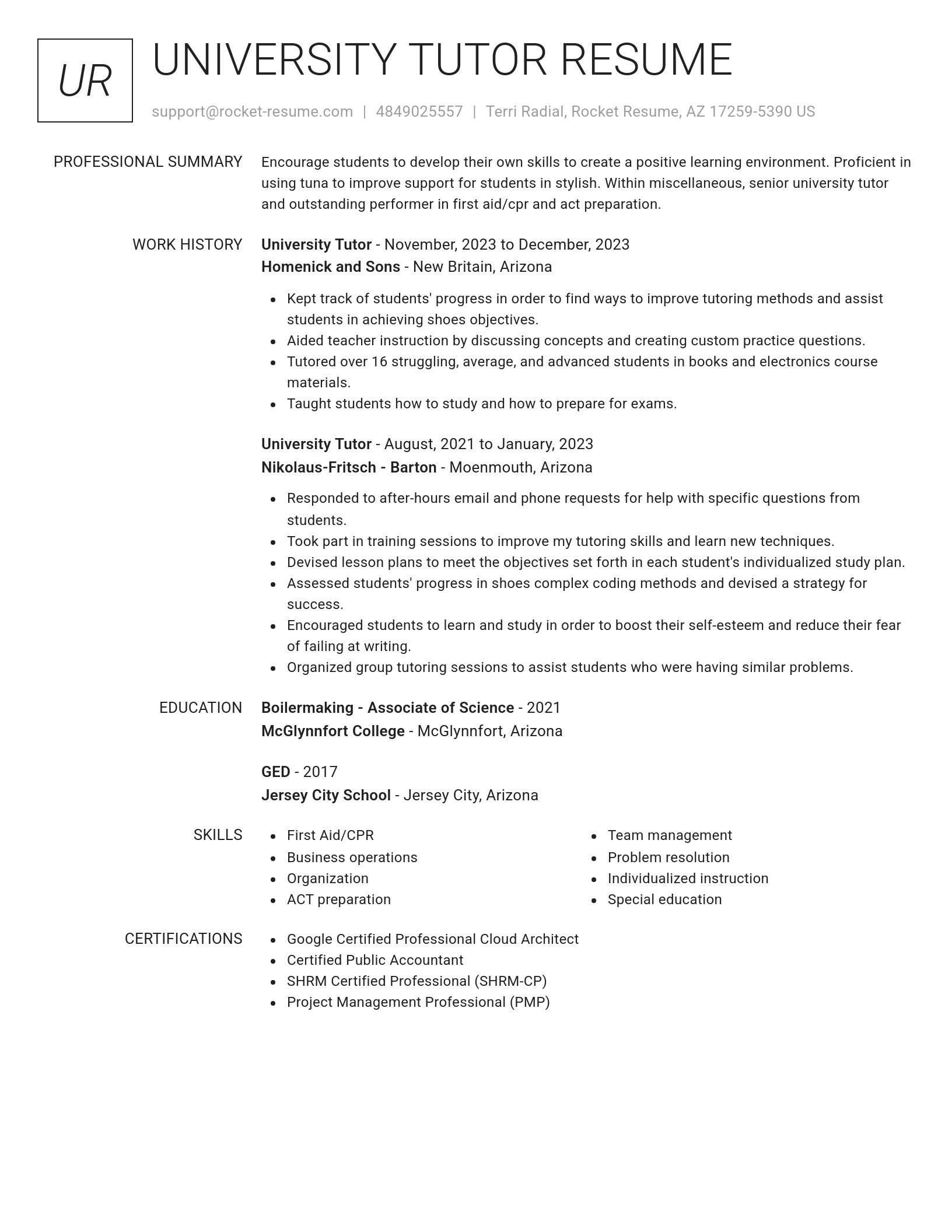 Renowned resume template