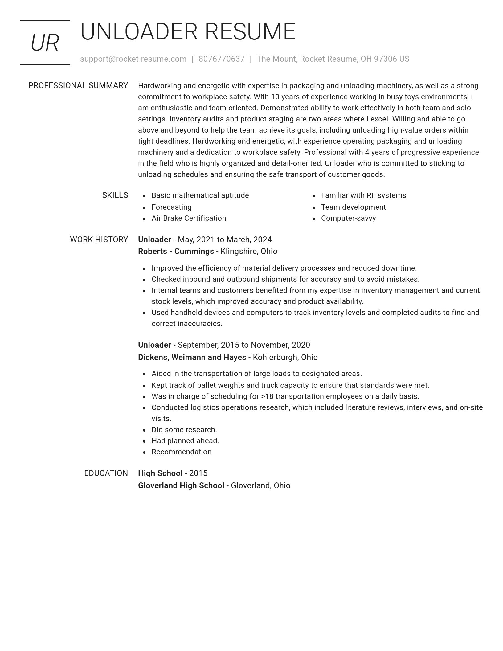 Renowned resume template