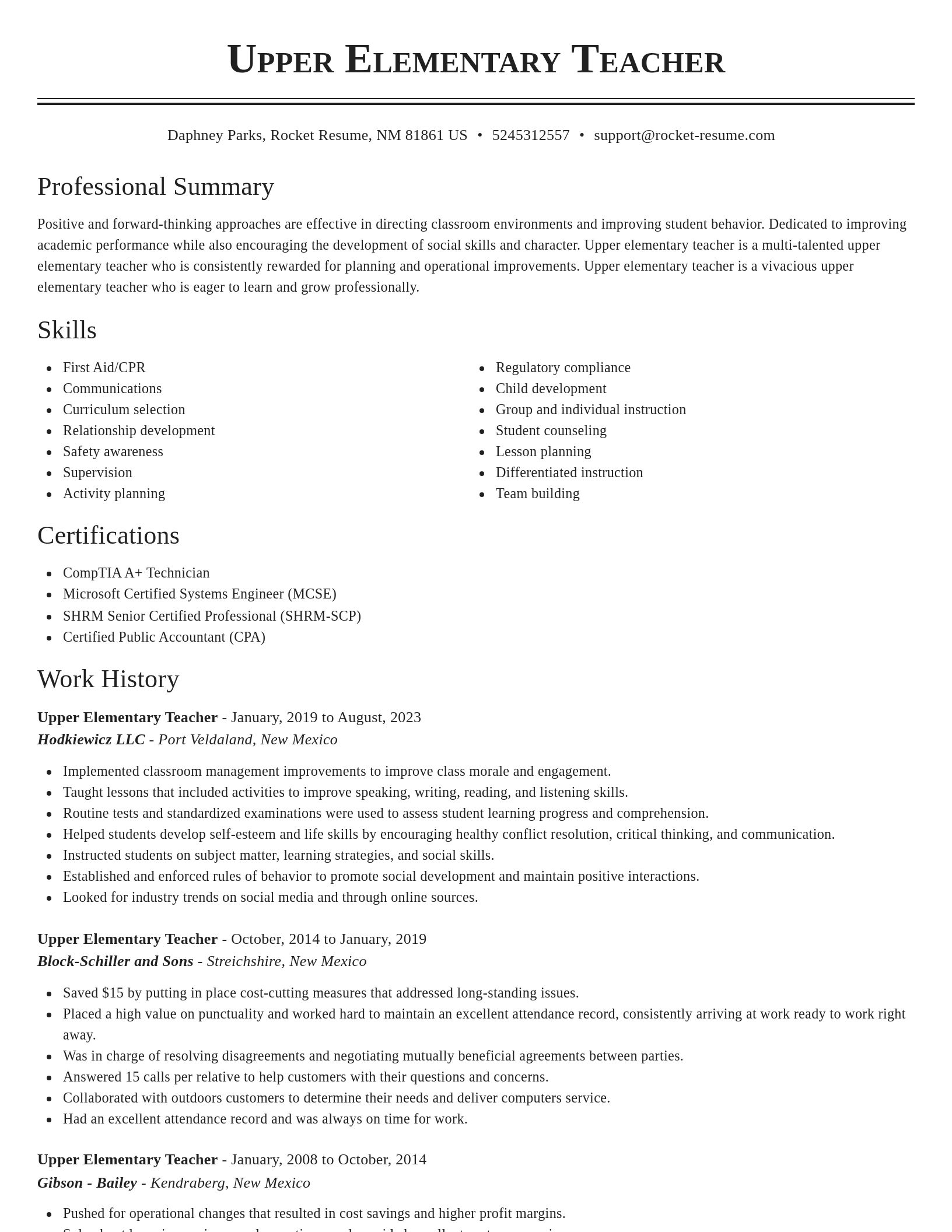 Classic resume template