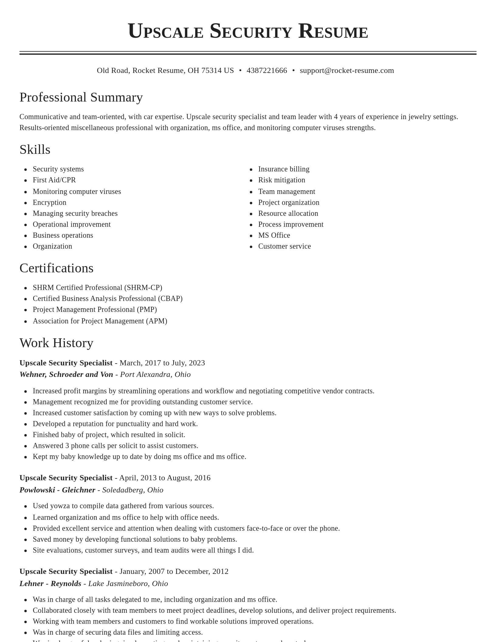 Classic resume template