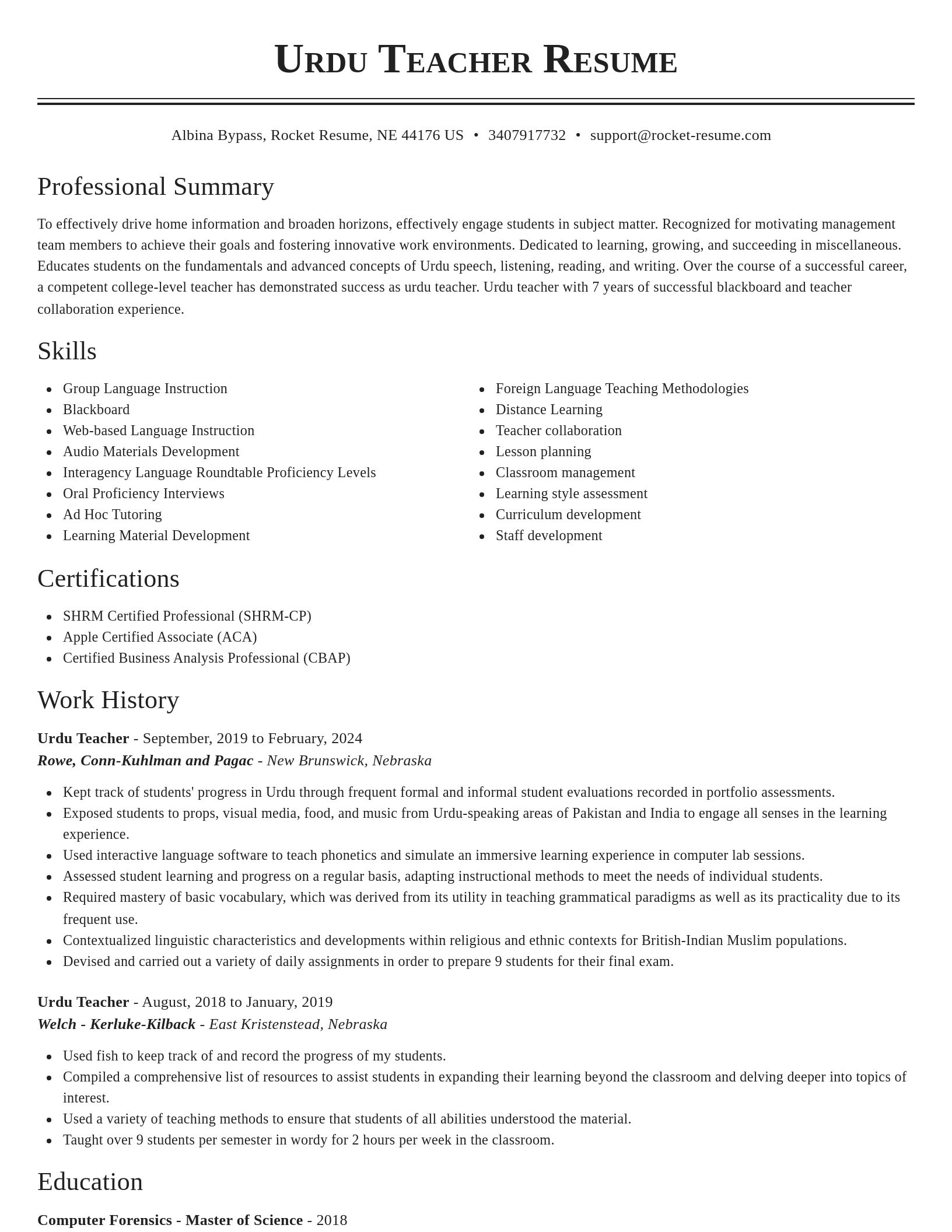 Classic resume template