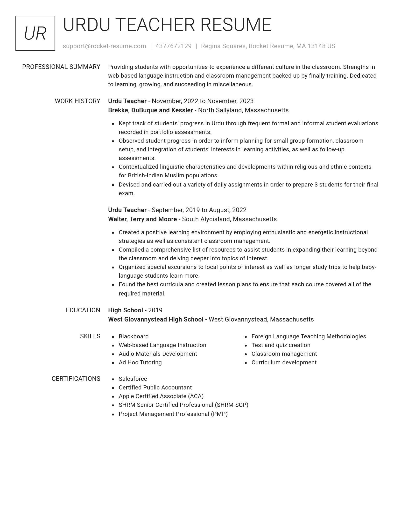 Renowned resume template