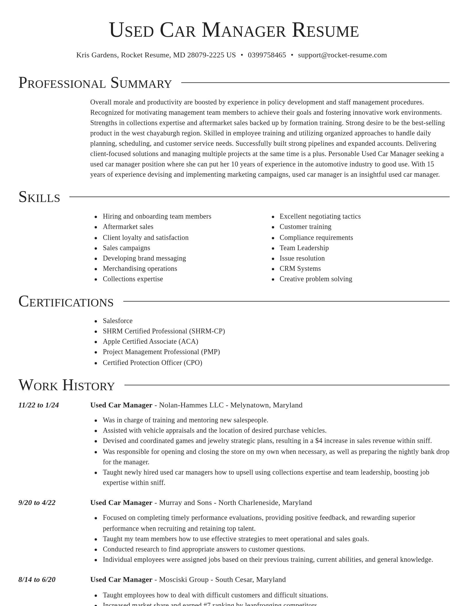 Director resume template