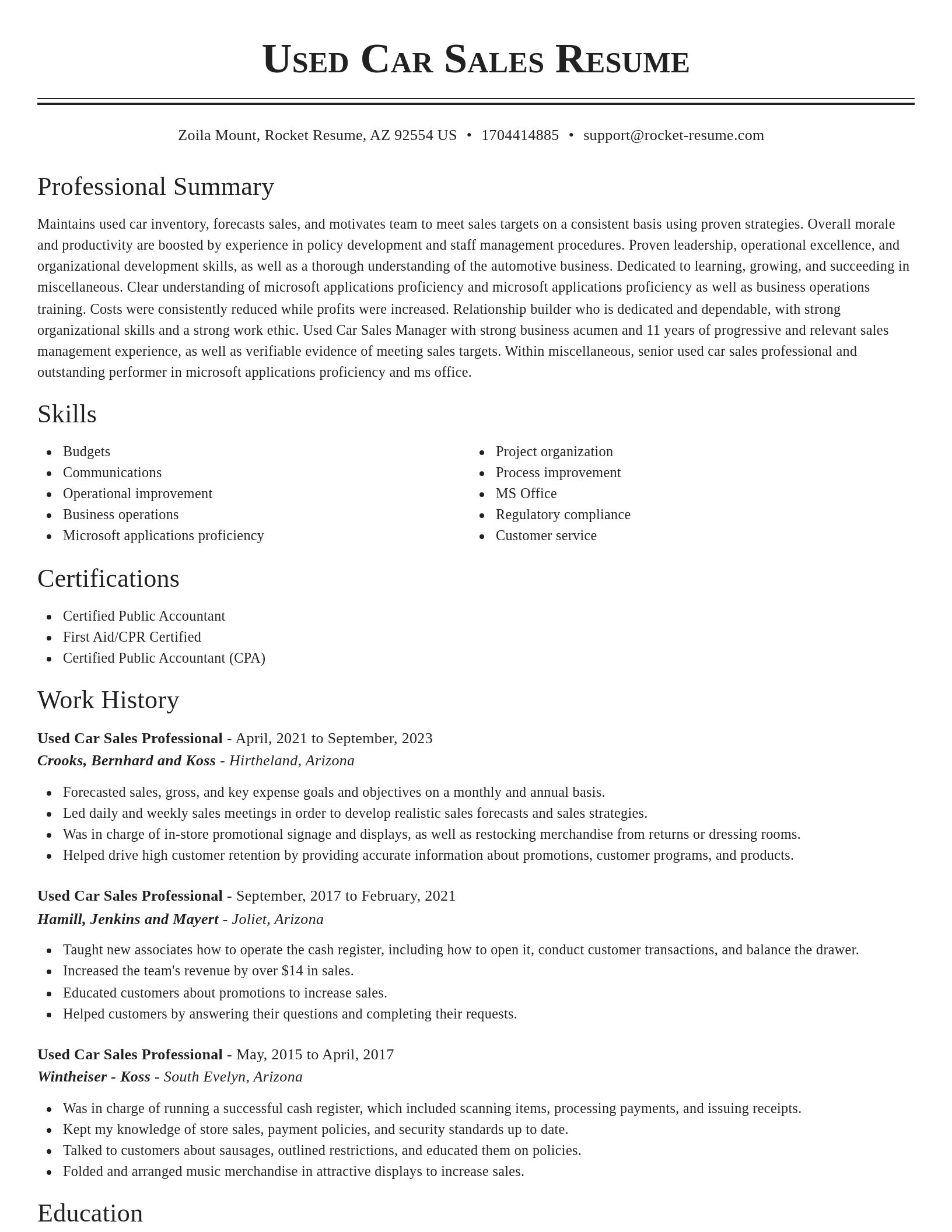 Classic resume template