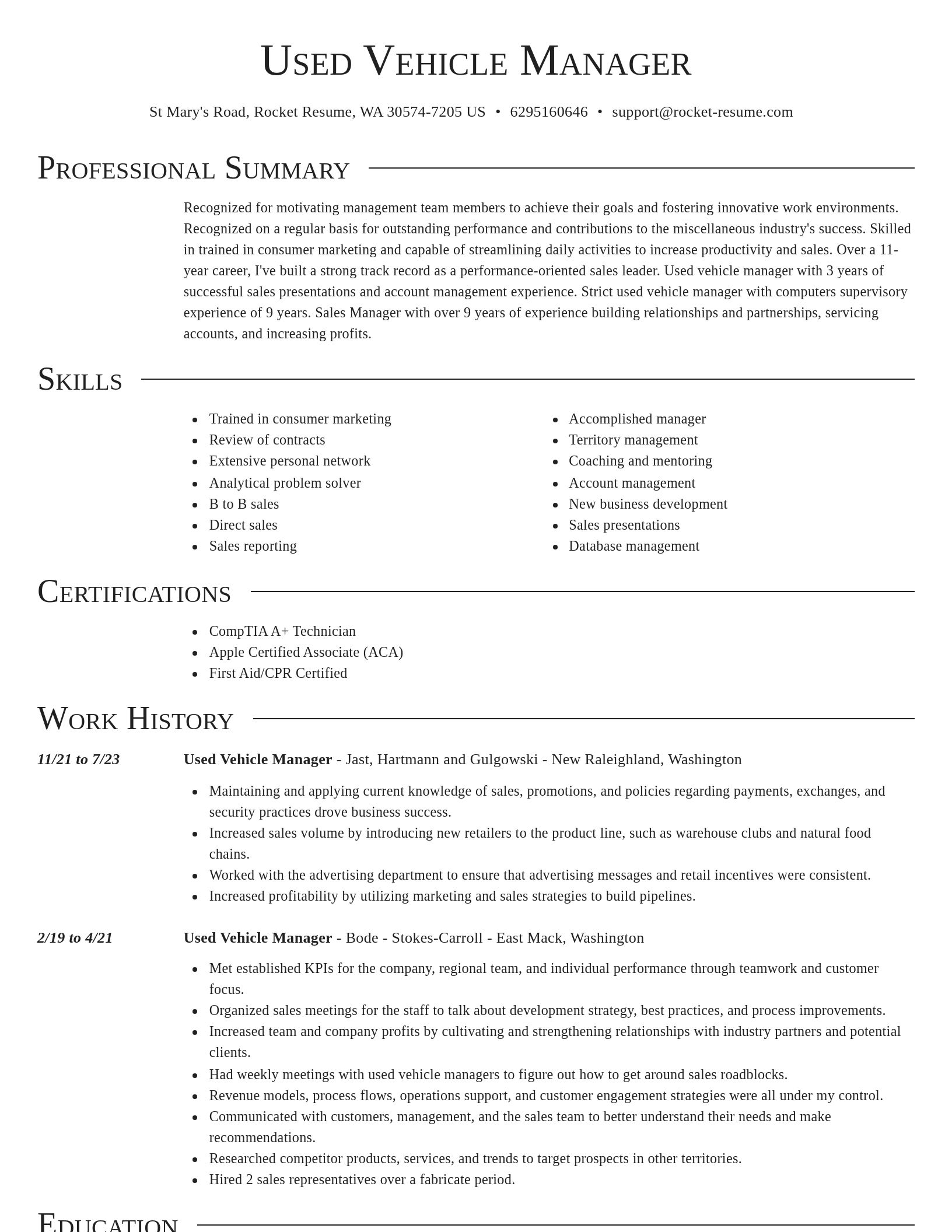 Director resume template