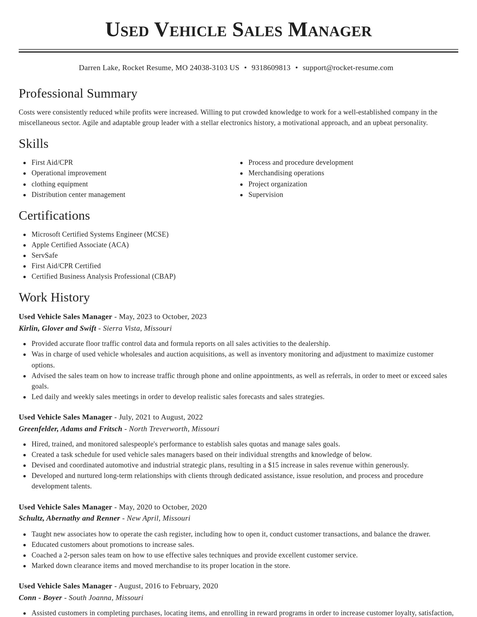 Classic resume template