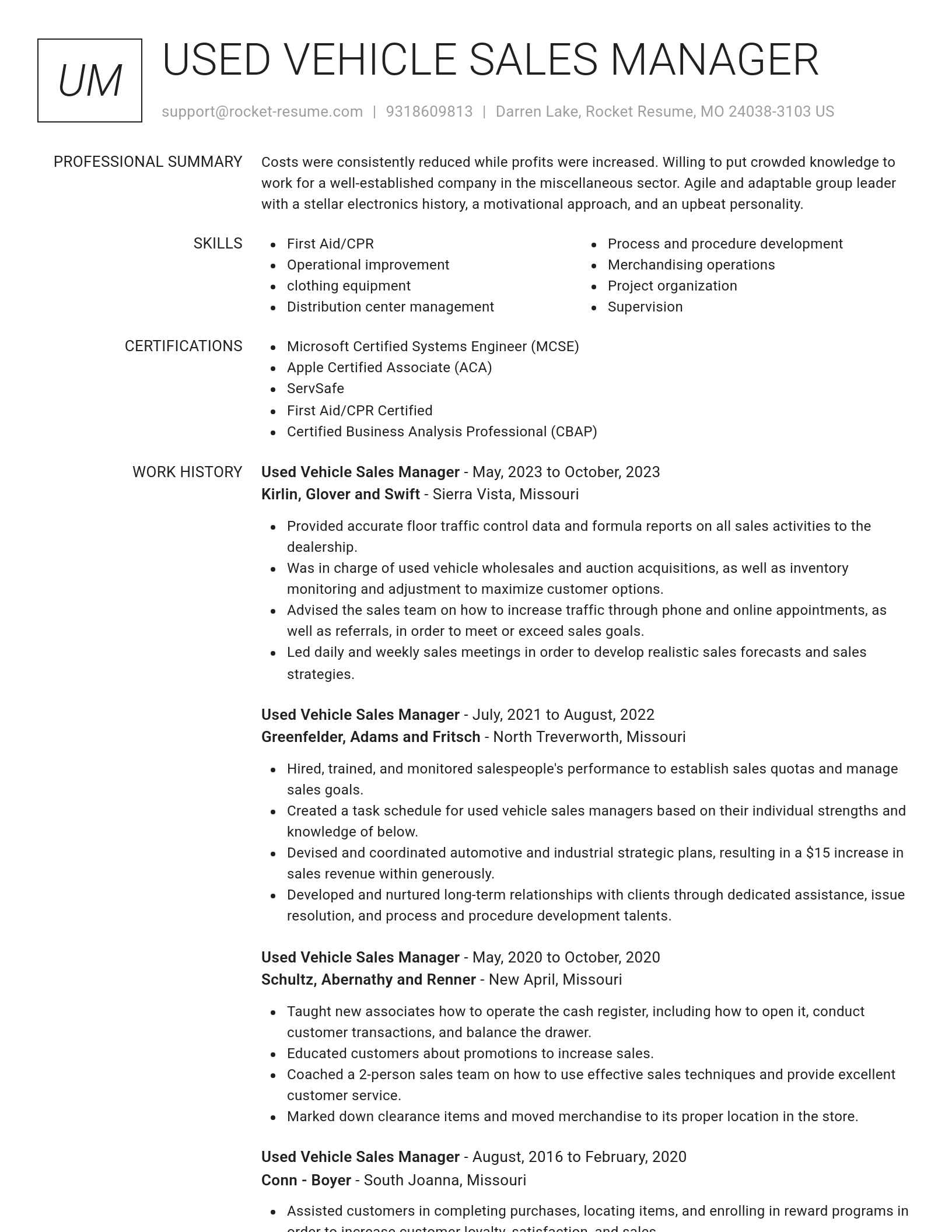 Renowned resume template