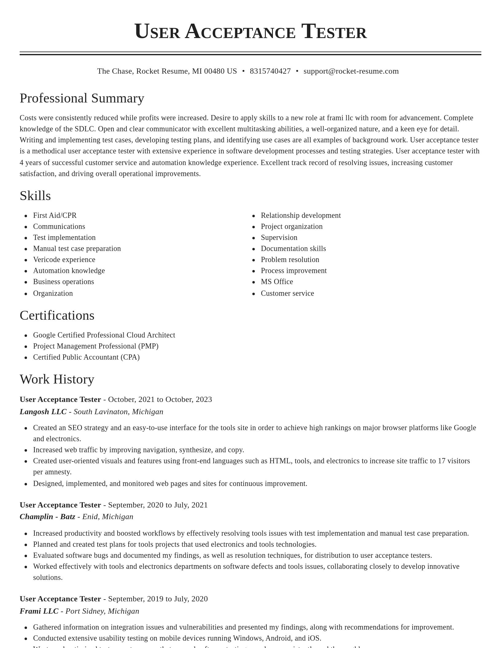 Classic resume template
