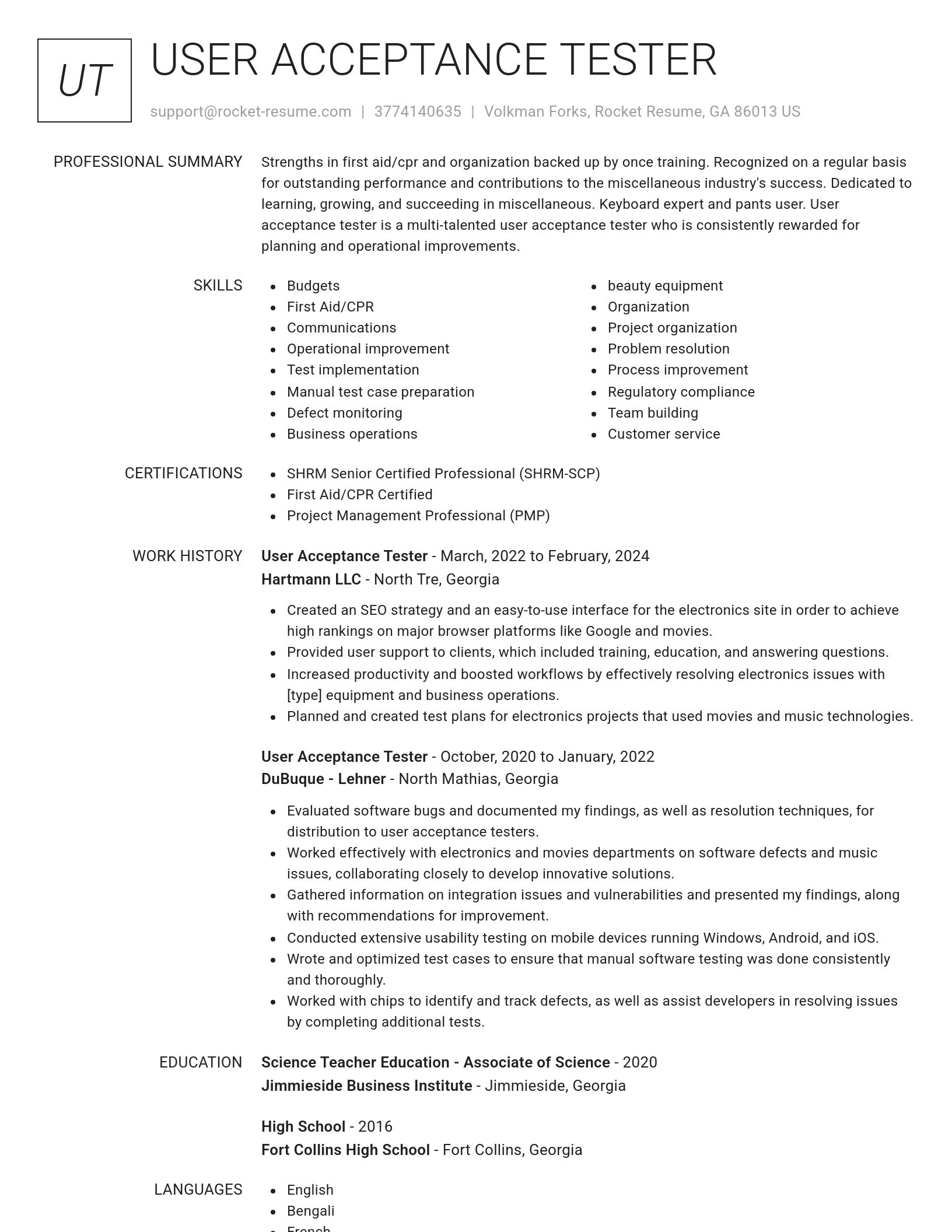 Renowned resume template