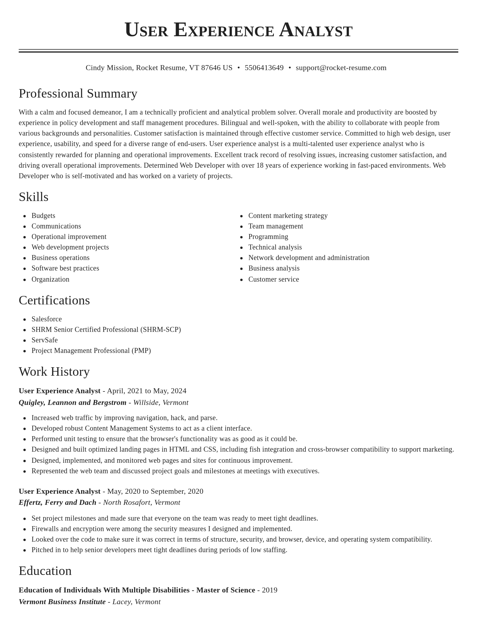 Classic resume template