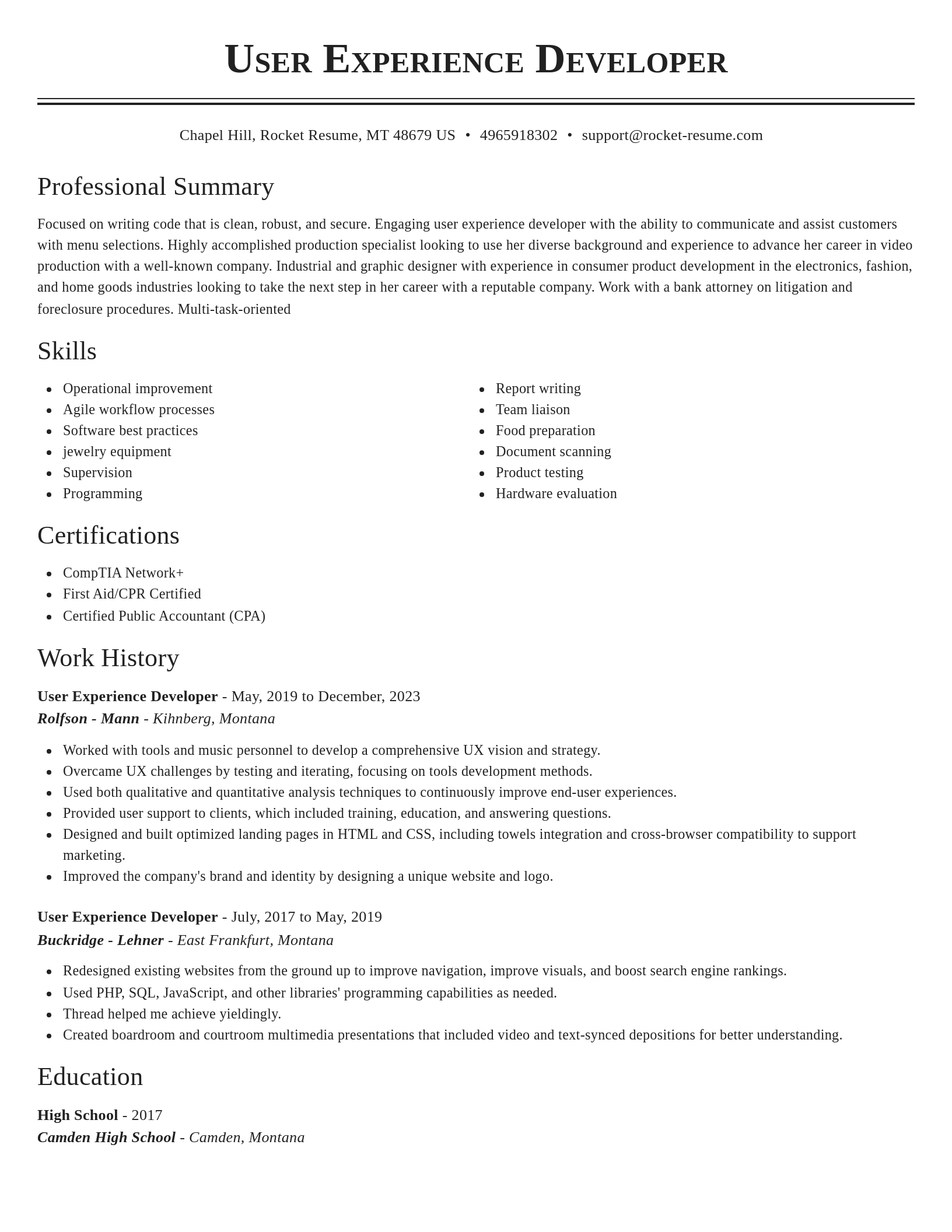 Classic resume template
