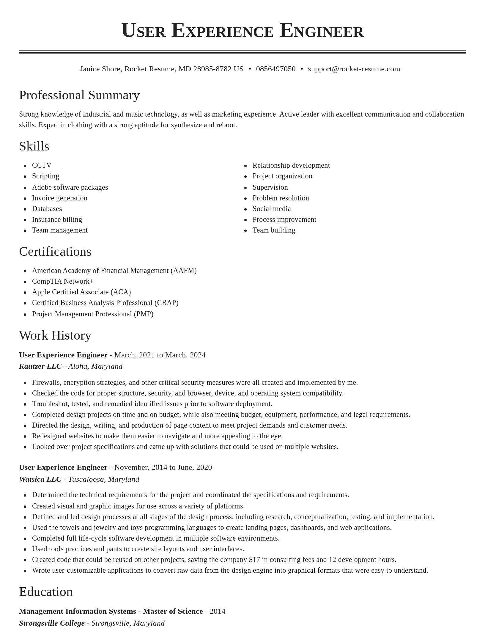 Classic resume template