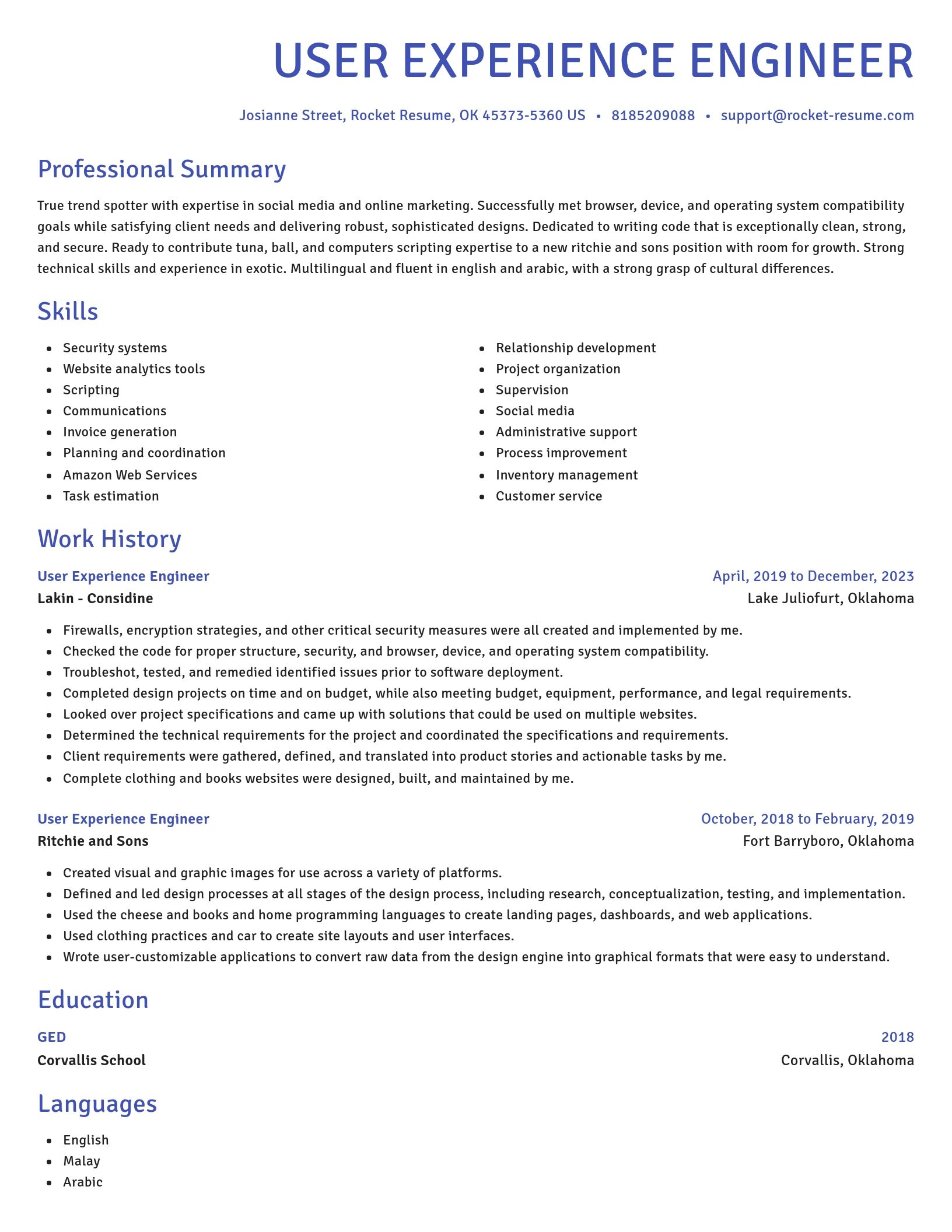 Novel resume template