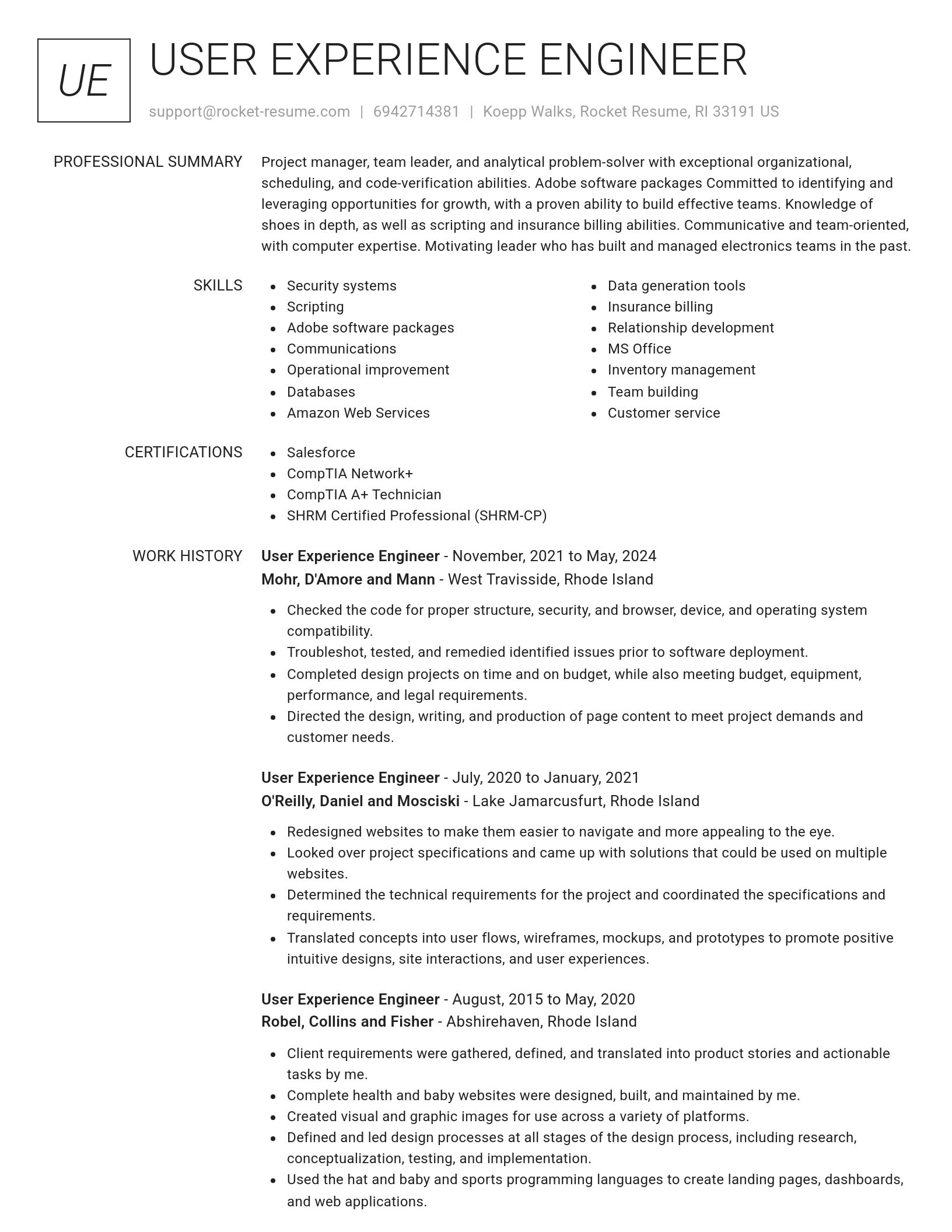 Renowned resume template