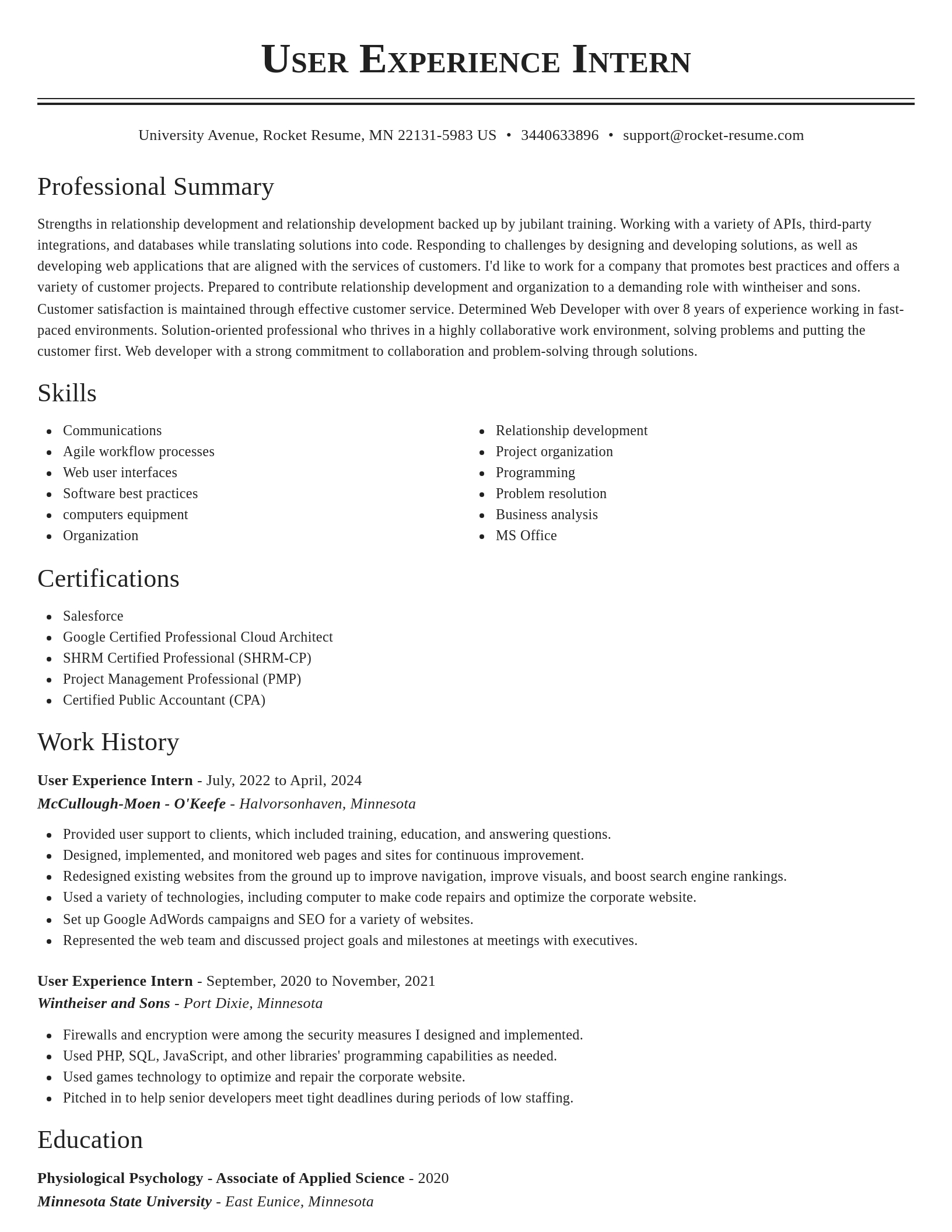 Classic resume template