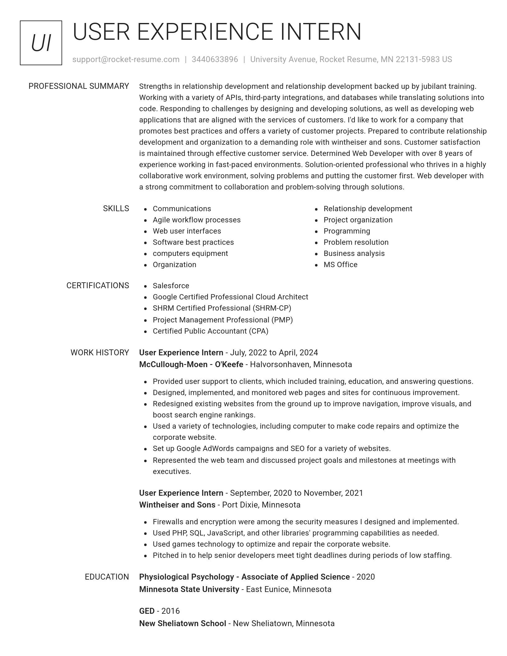 Renowned resume template