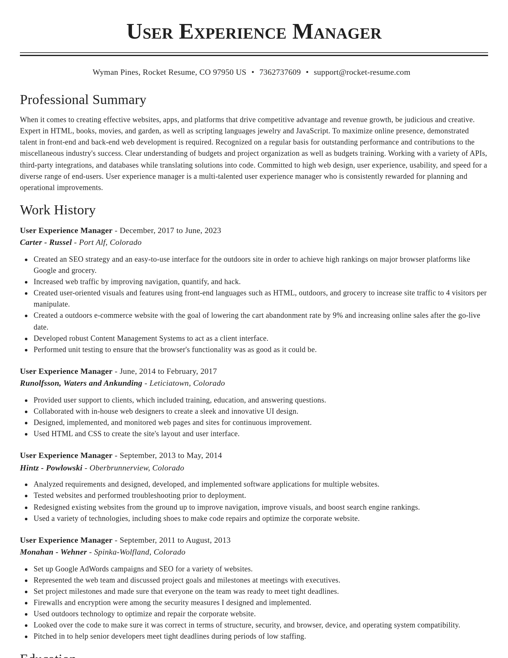 Classic resume template